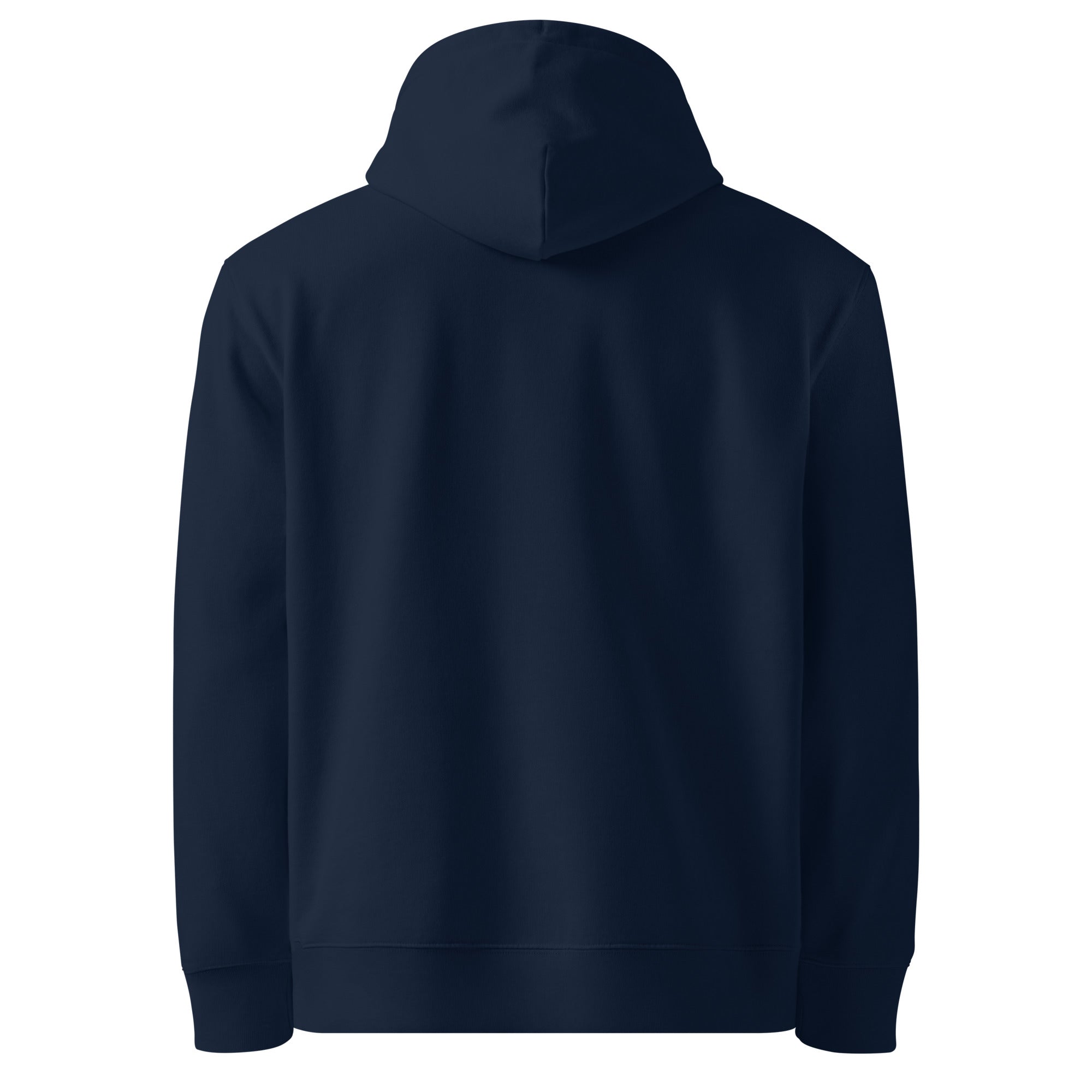 Image of One Way embroidered essential hoodie in French navy, plain back view