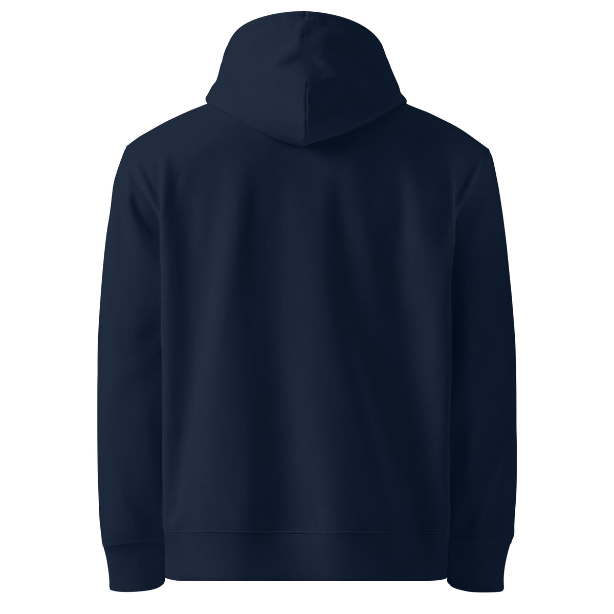 One Way embroidered essential hoodie in French navy, plain back view