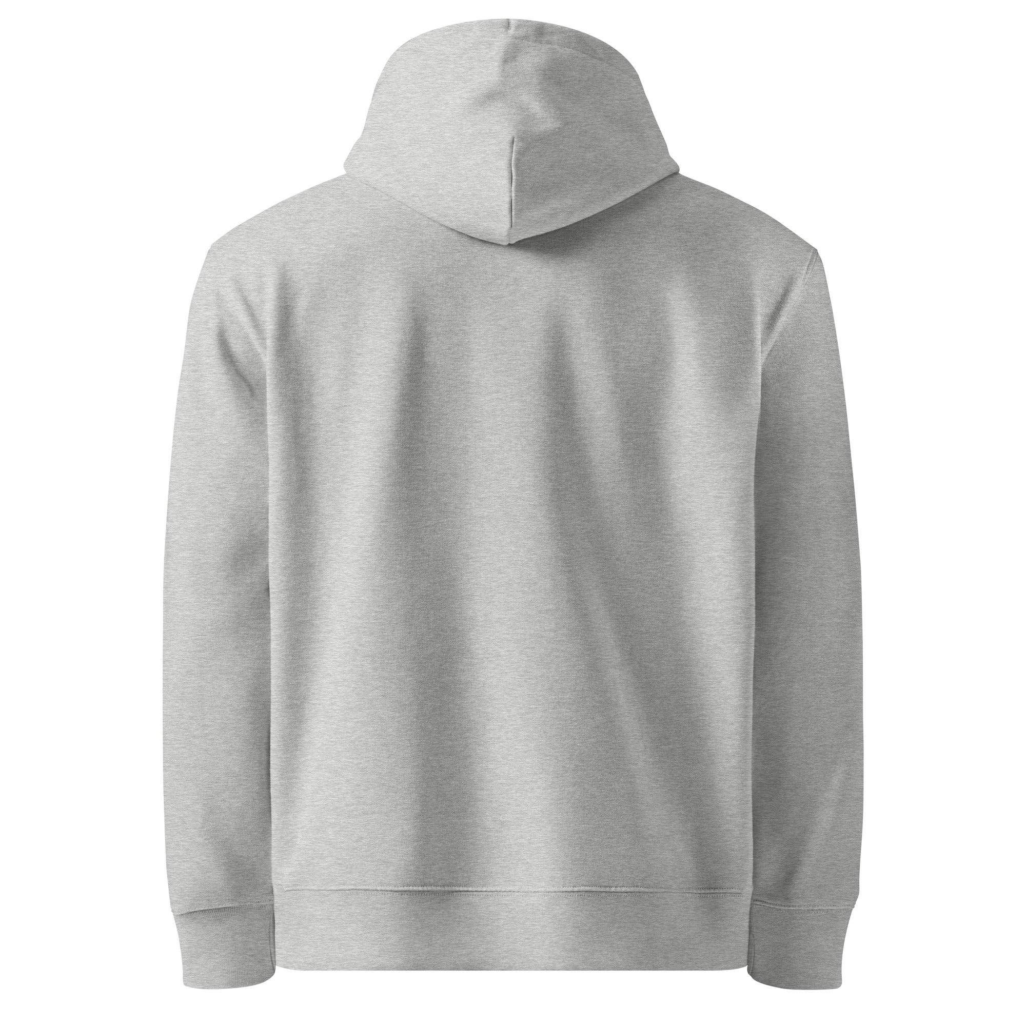 Image of One Way embroidered essential hoodie in heather grey, plain back view
