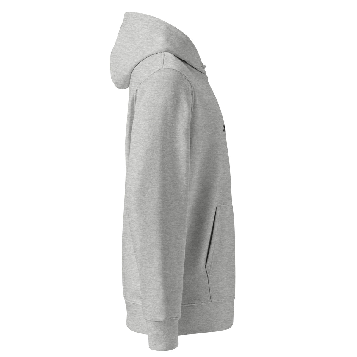 One Way embroidered essential hoodie in heather grey, side view