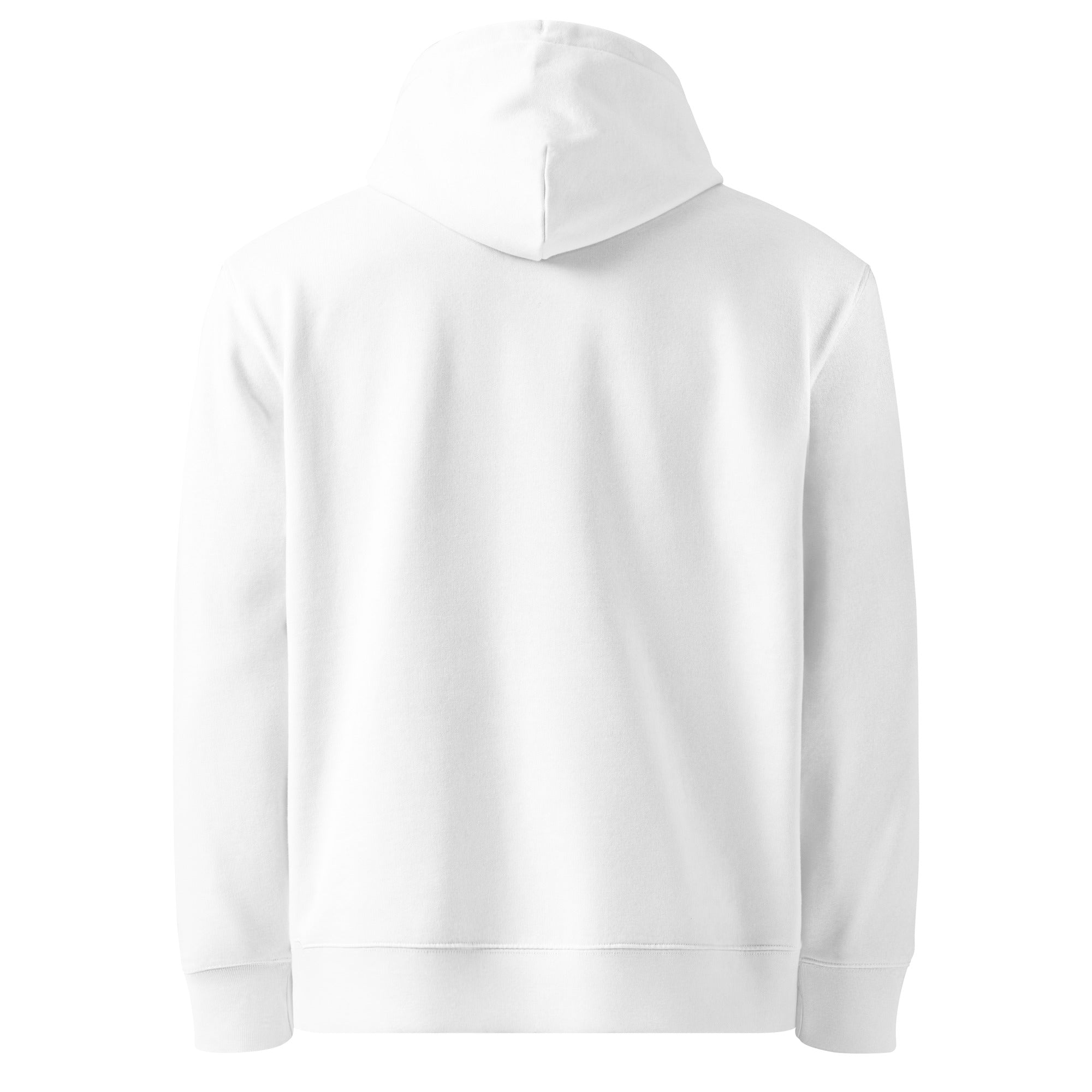 Image of One Way embroidered essential hoodie in white, plain back view