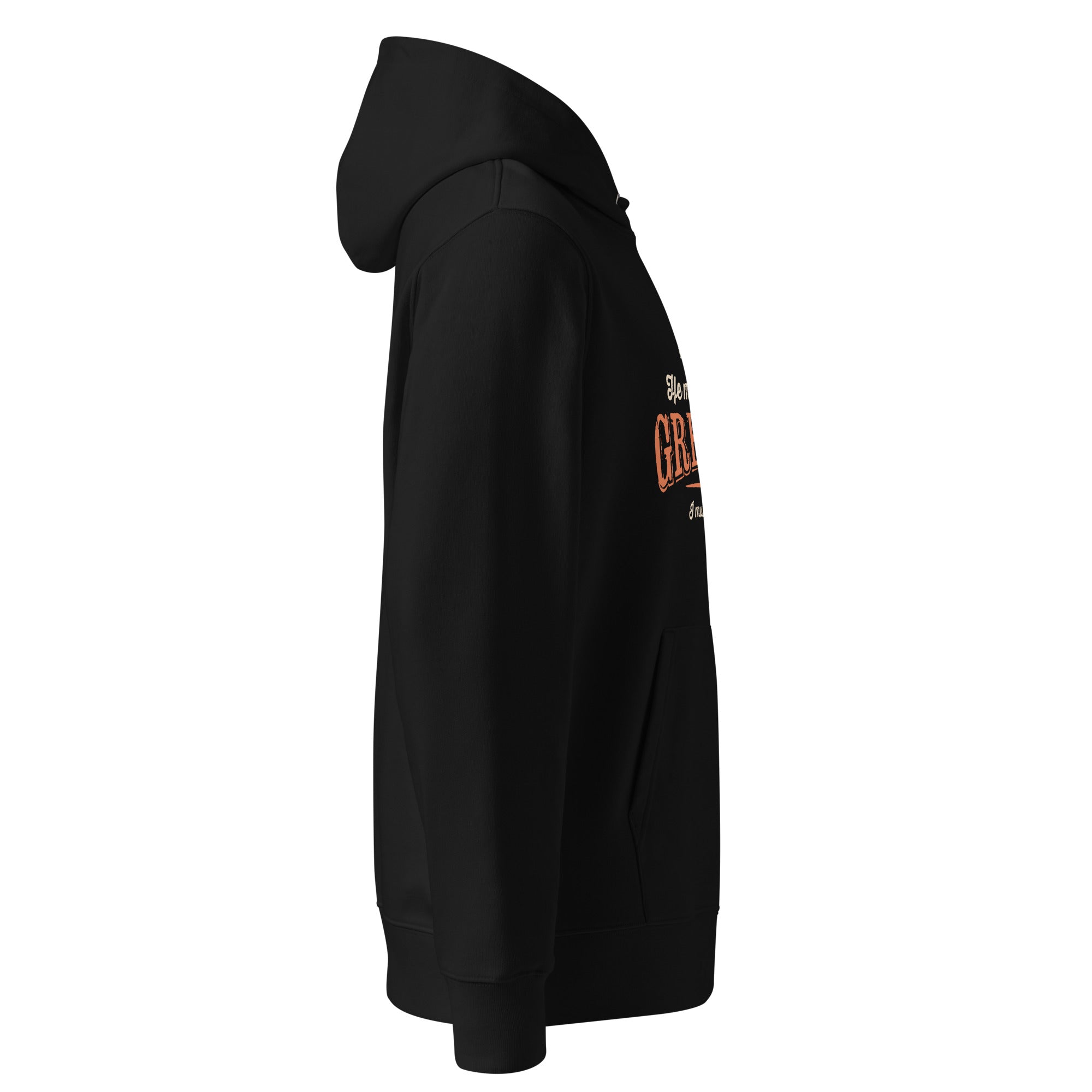 Image of Greater Christian hoodie John 3:30 black right side view — Entrusted to Him
