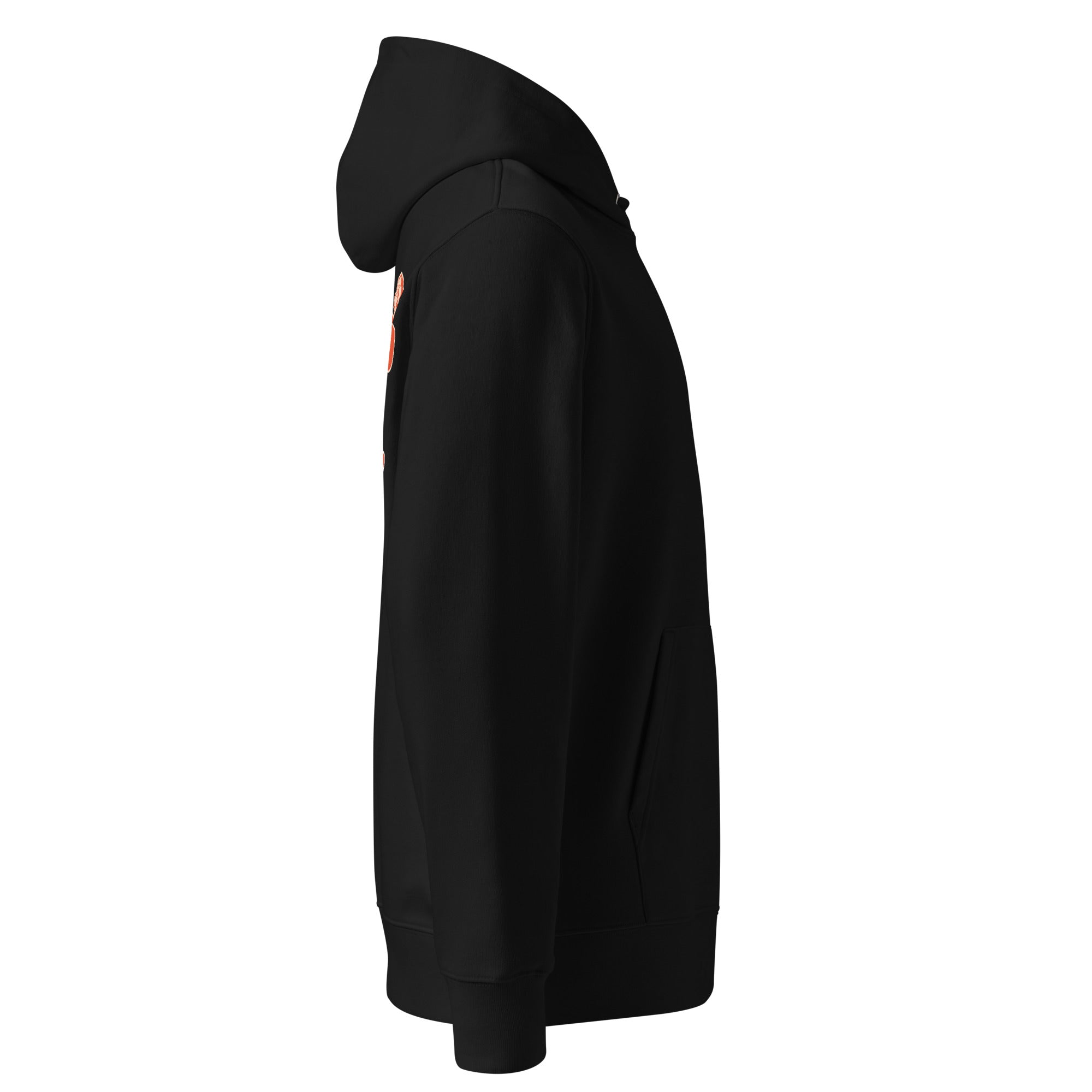 Image of Perfect Love Christian hoodie black right side view — Entrusted to Him