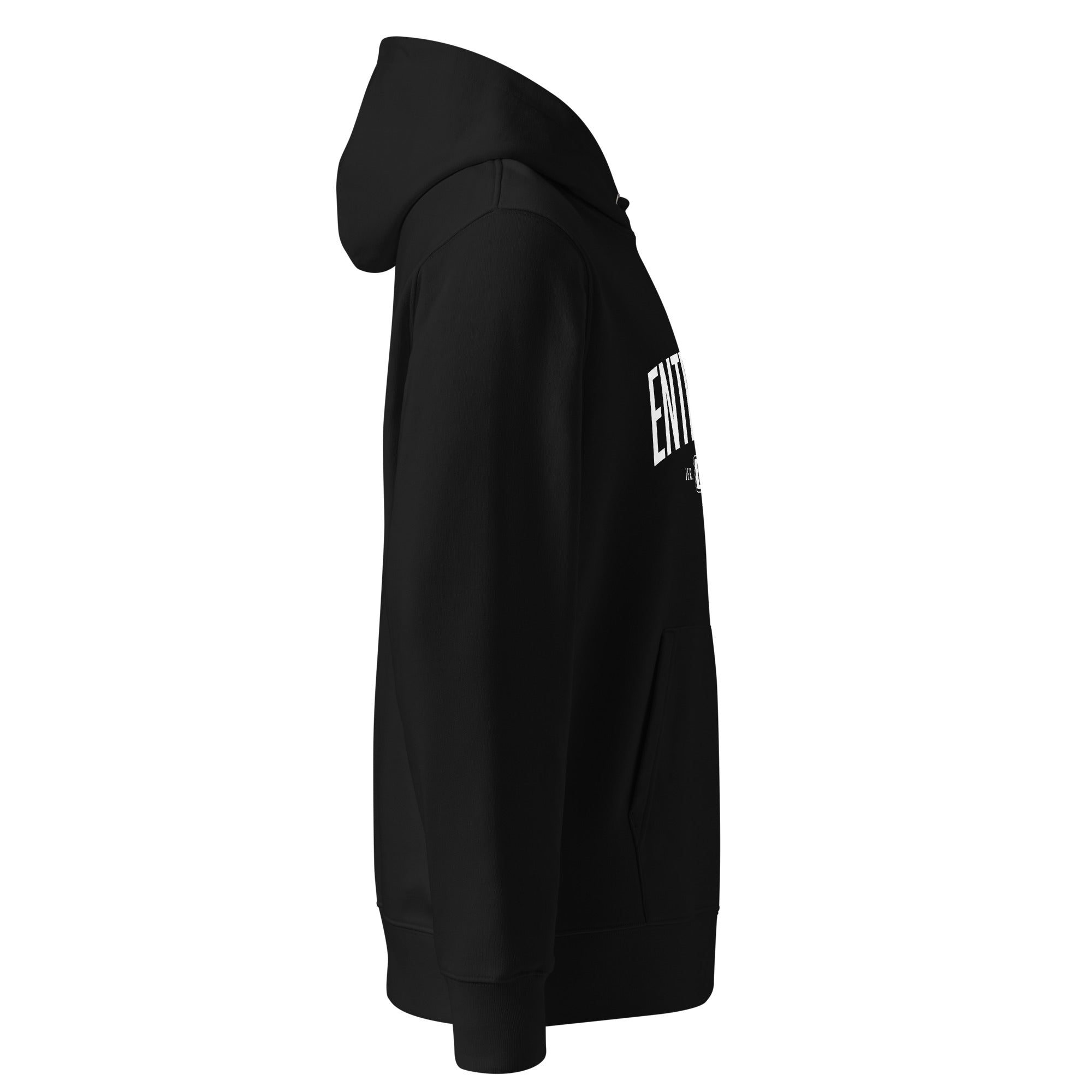 Image of Entrusted Est. 33AD Christian hoodie black right side view — Entrusted to Him
