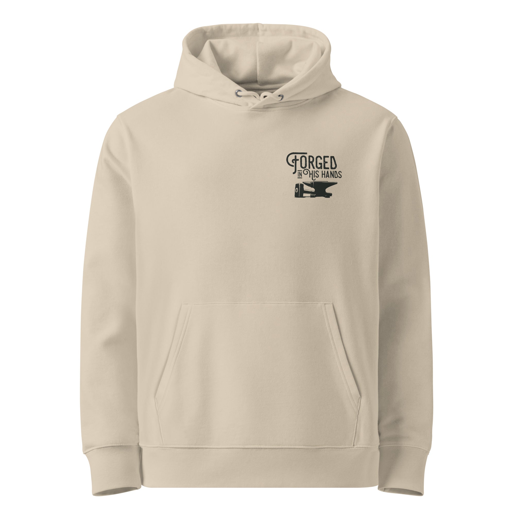 Image of Forged in His Hands God hoodie desert dust front — Entrusted to Him