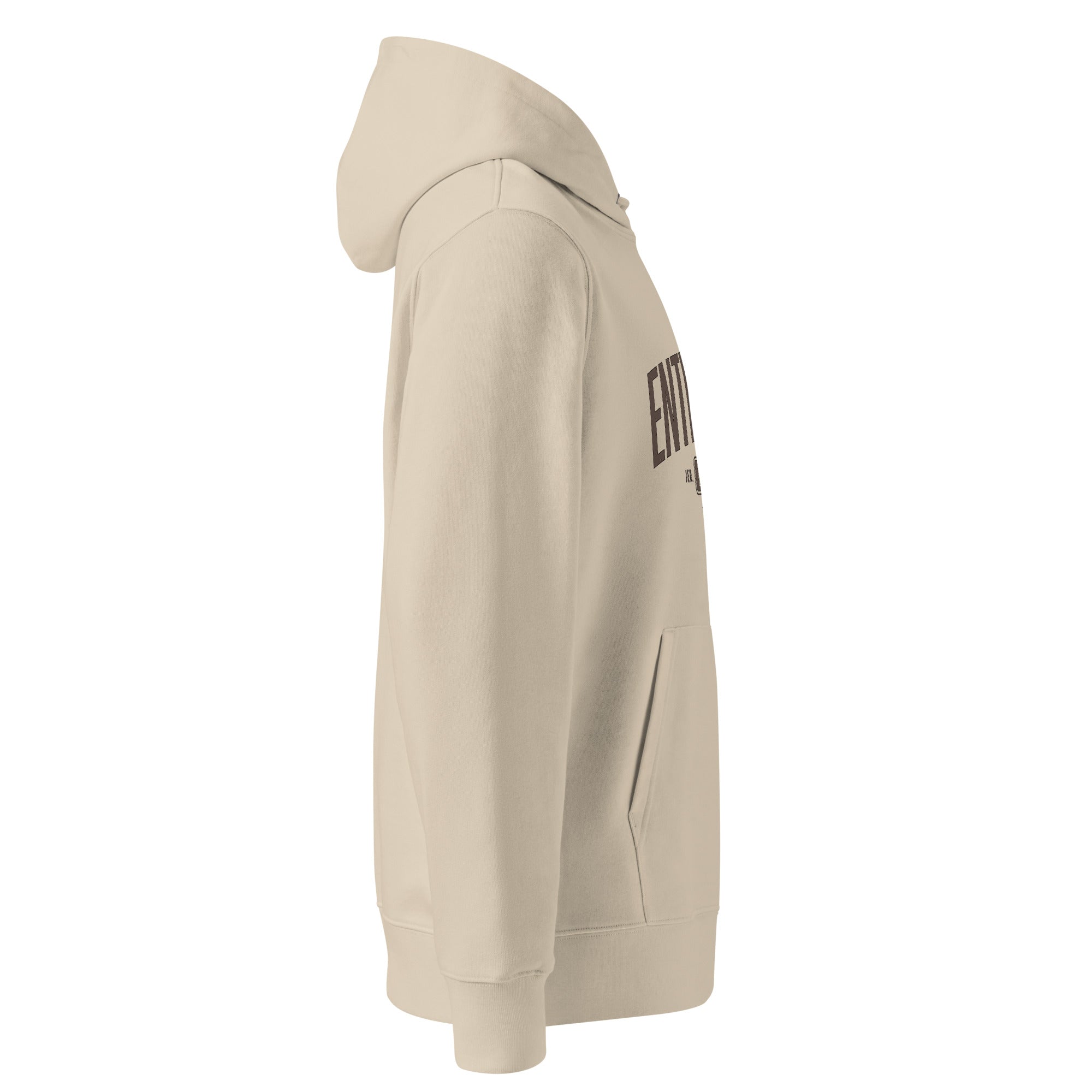 Image of Entrusted Est. 33AD Christian hoodie desert dust right side view — Entrusted to Him