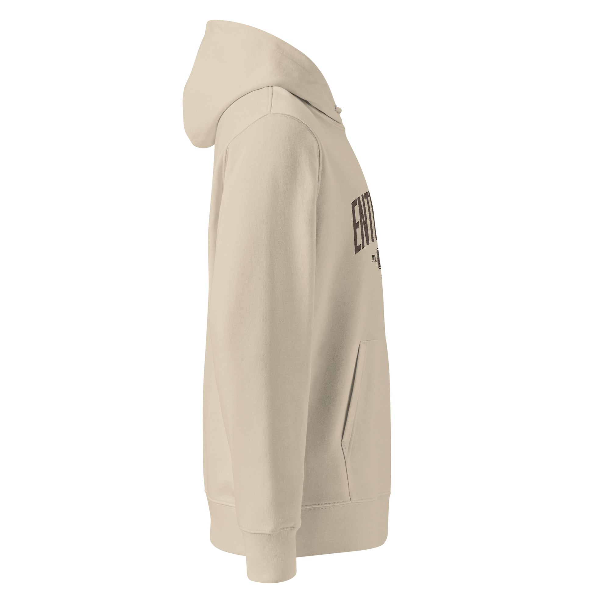 Entrusted Est. 33AD Christian hoodie desert dust right side view — Entrusted to Him