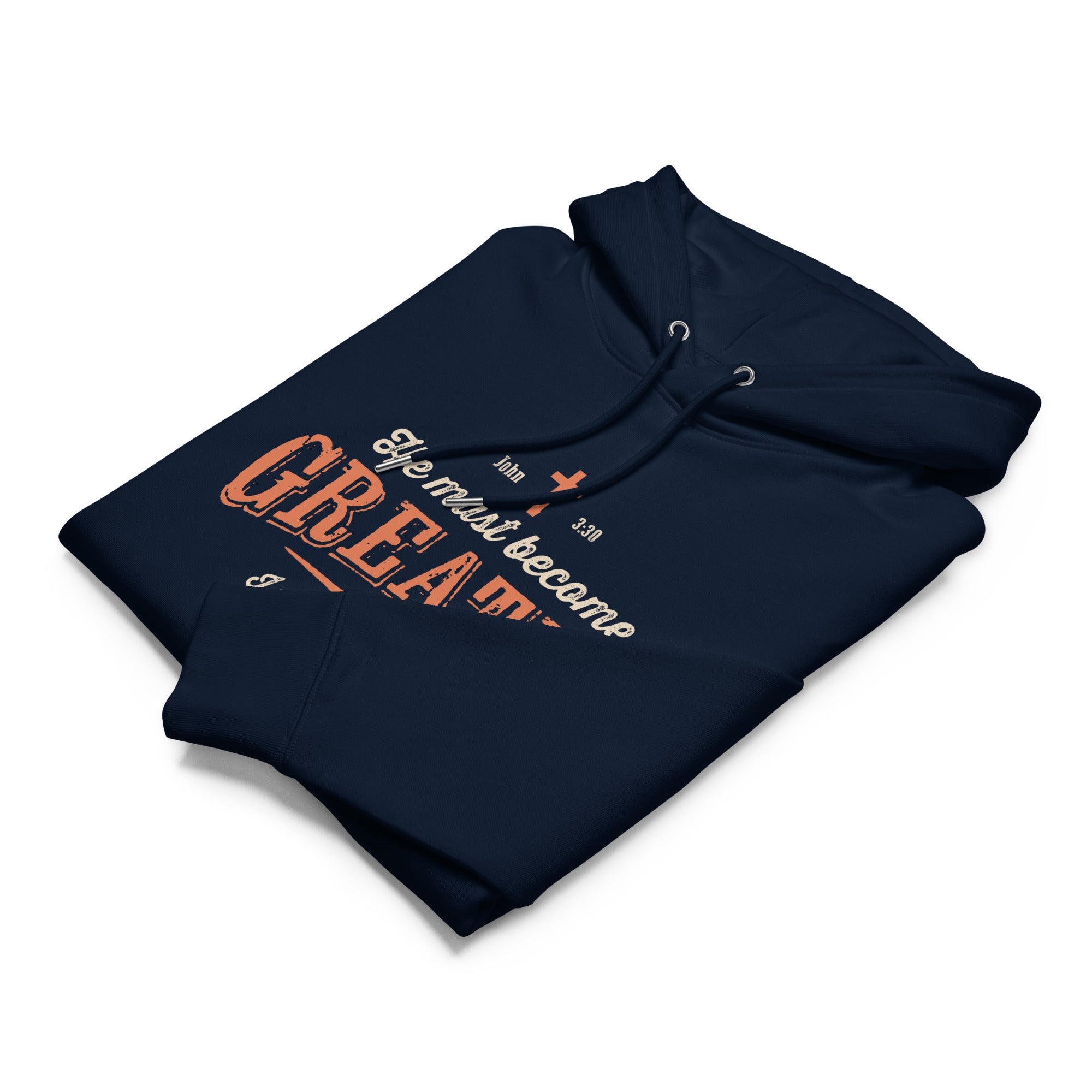 Image of Greater Christian hoodie John 3:30 french navy front alternate view — Entrusted to Him