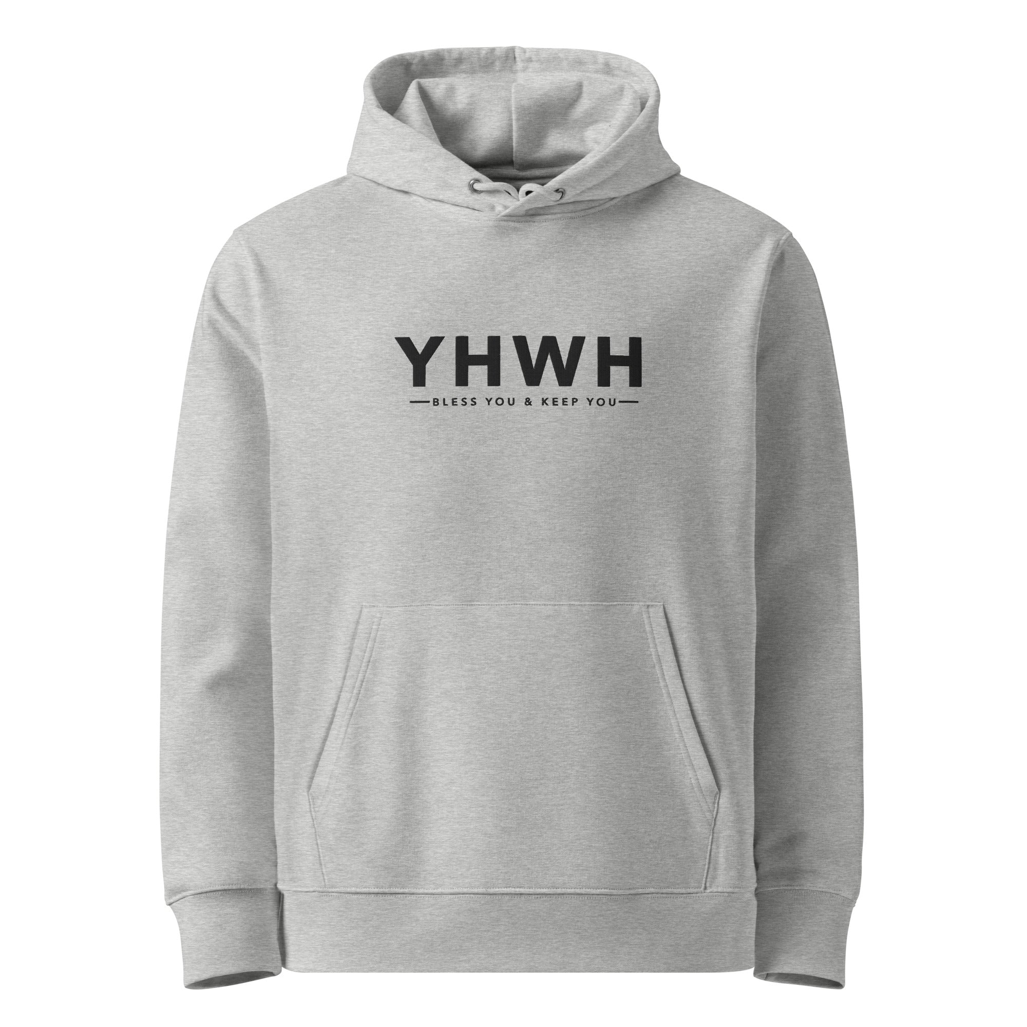 Image of YHWH Priestly Blessing Christian hoodie heather grey front view — Entrusted to Him