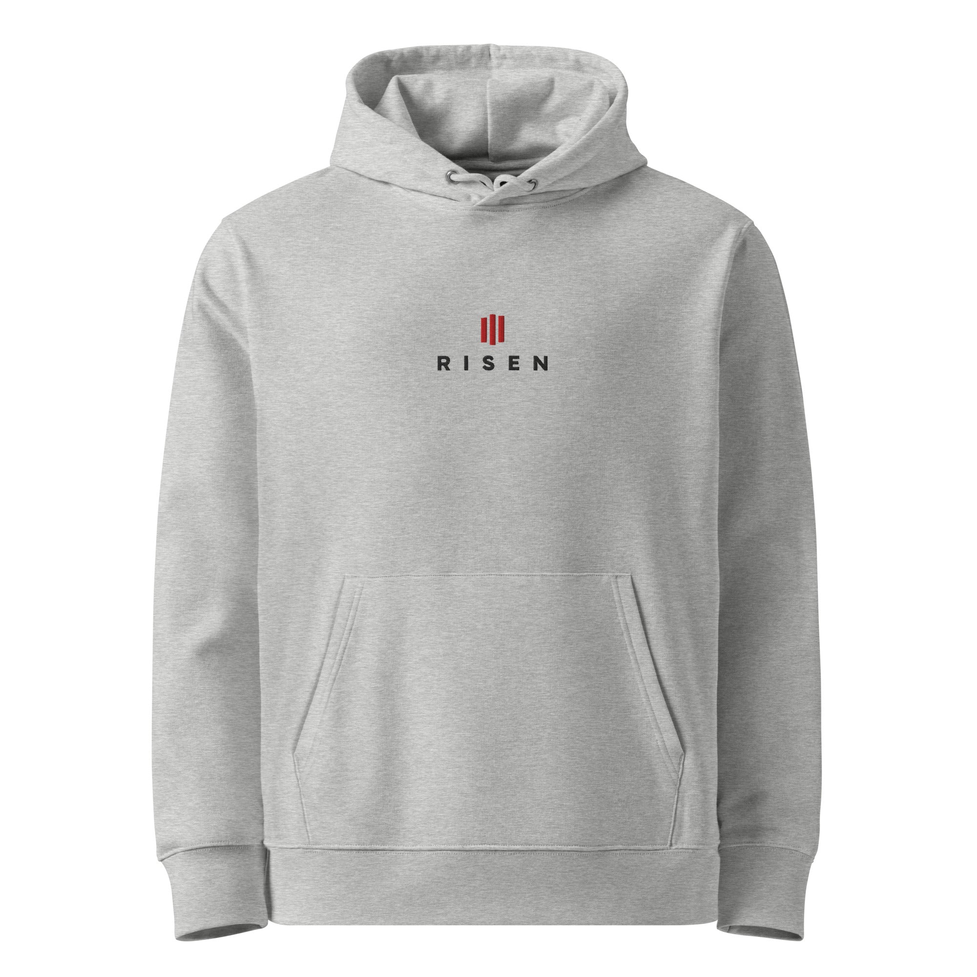 Image of Risen Jesus hoodie heather grey front view — Entrusted to Him