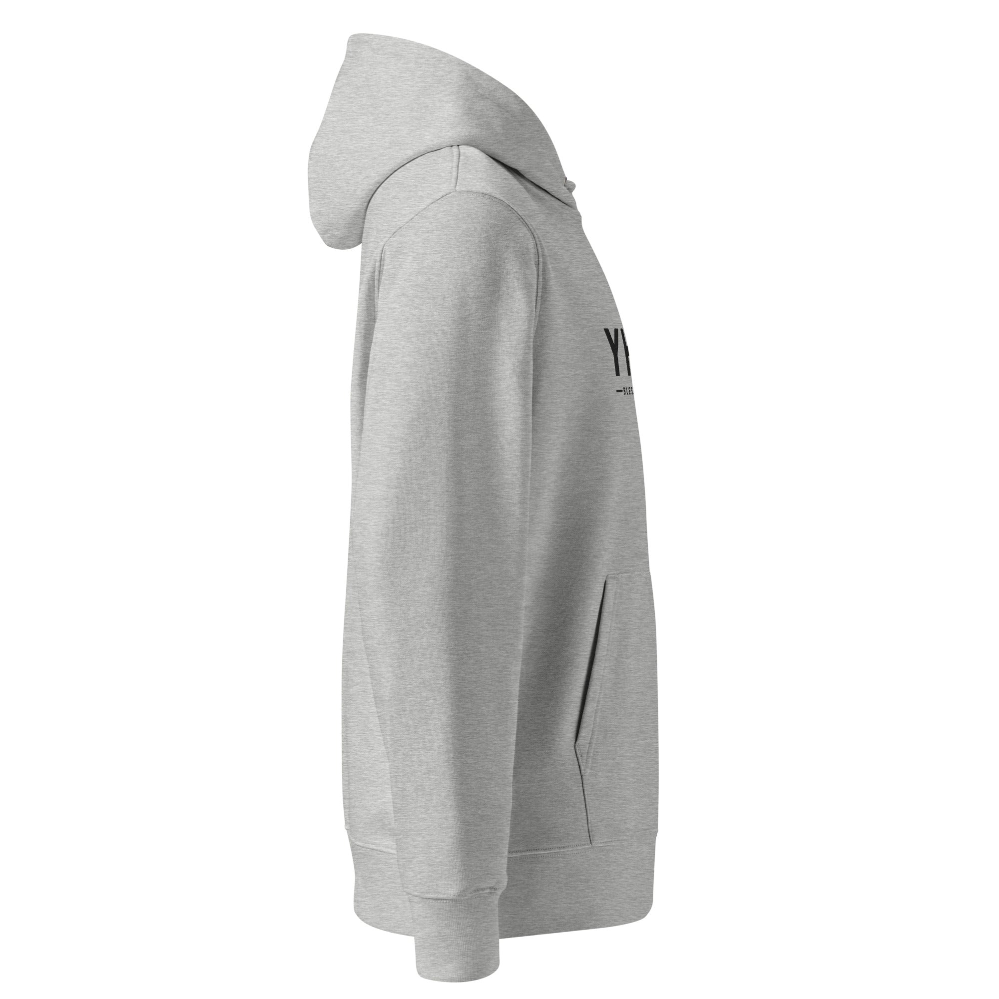 Image of YHWH Priestly Blessing Christian hoodie heather grey right side view — Entrusted to Him