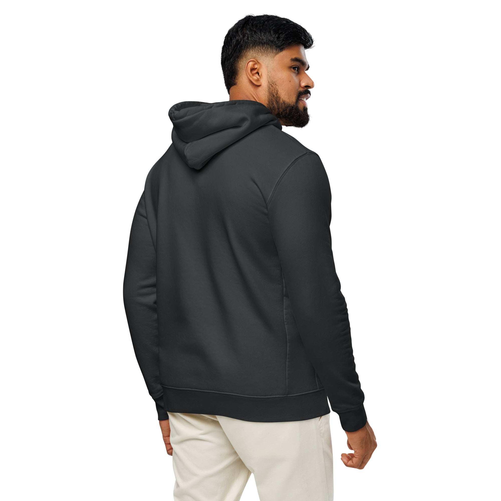 Image of YHWH Priestly Blessing Christian hoodie india ink grey back detail view — Entrusted to Him