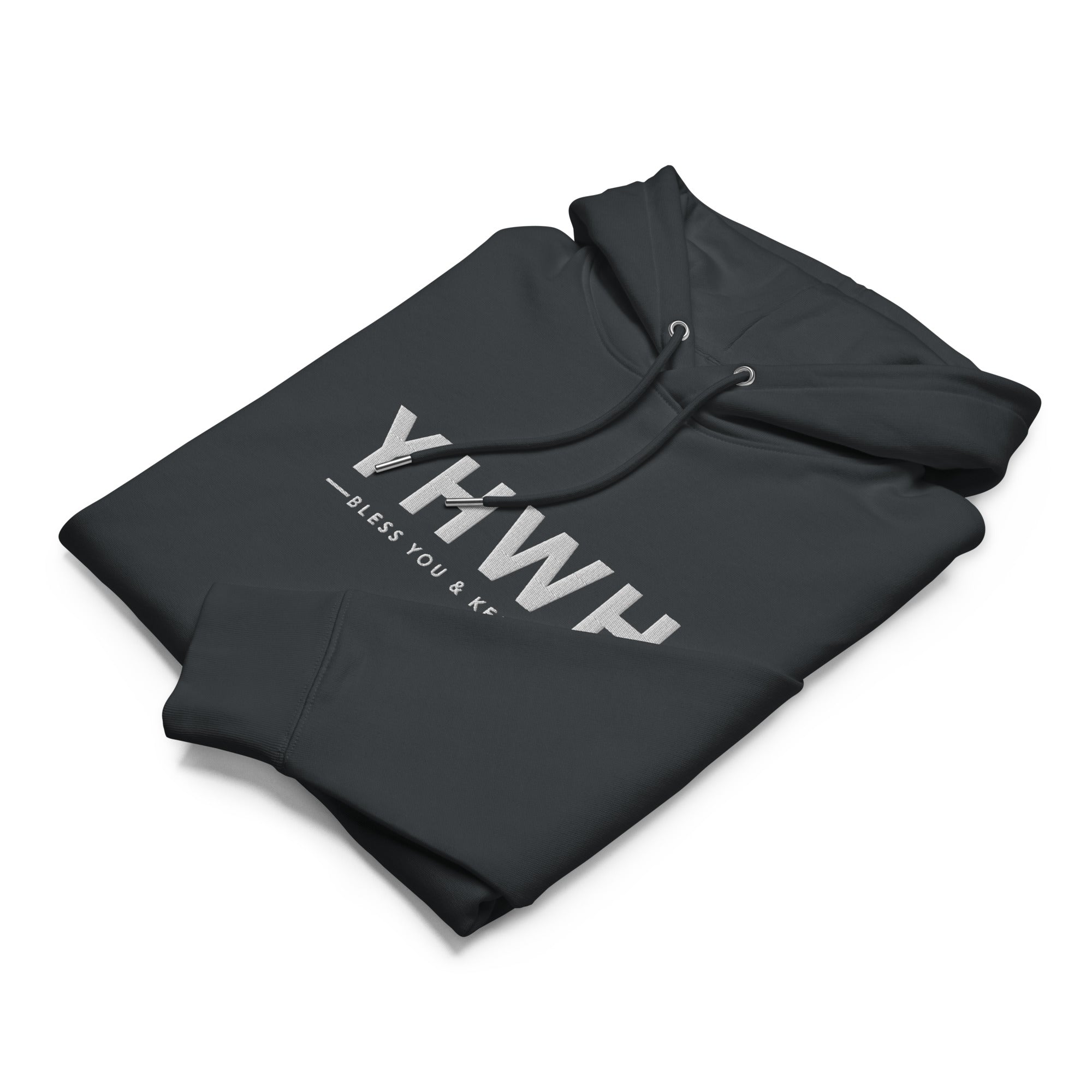 Image of YHWH Priestly Blessing Christian hoodie india ink grey front alternate view — Entrusted to Him