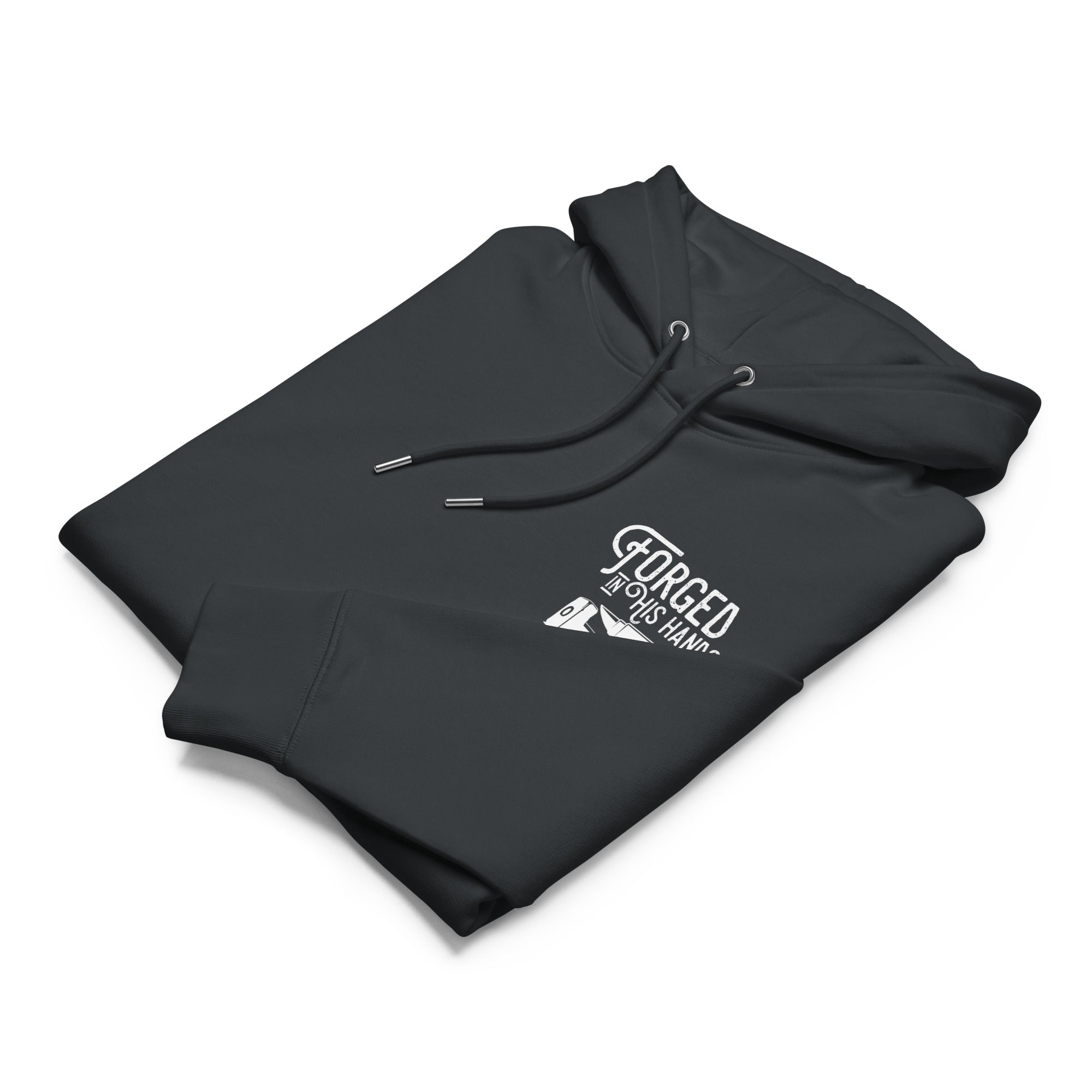 Image of Forged in His Hands God hoodie india ink grey front alt — Entrusted to Him