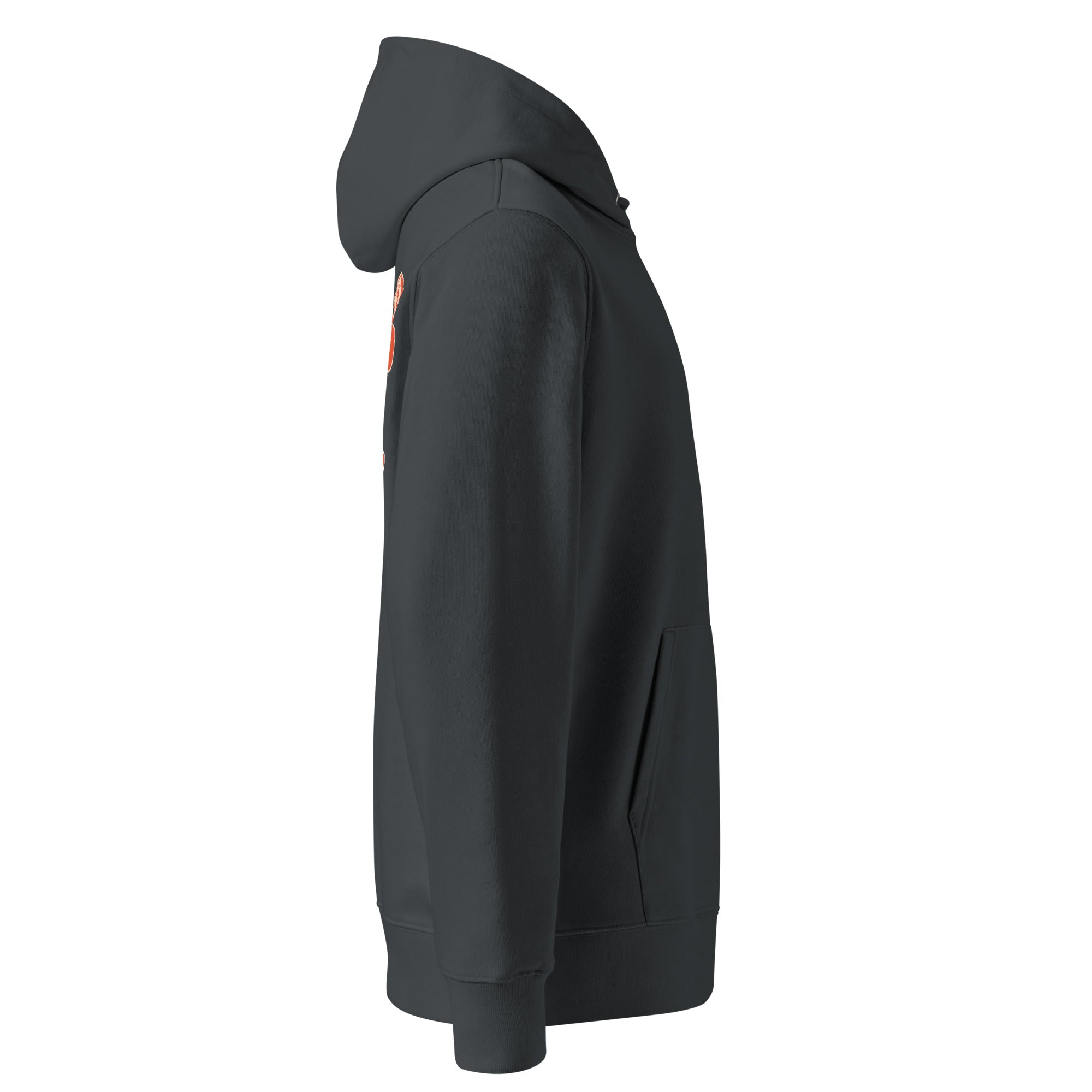 Image of Perfect Love Christian hoodie india ink grey right side view — Entrusted to Him