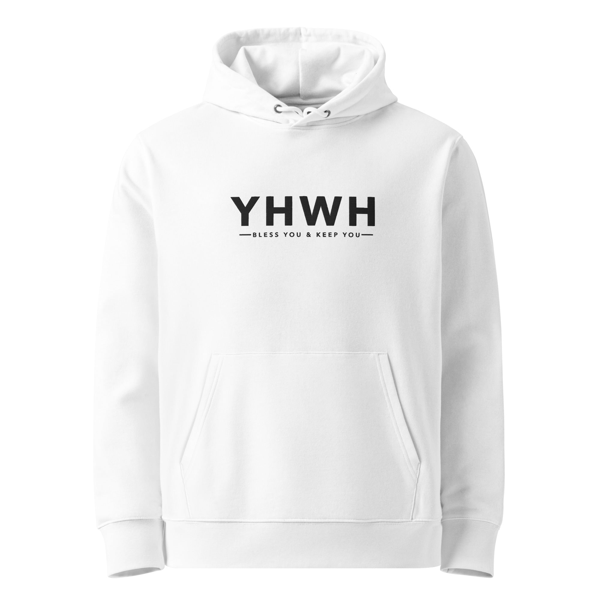 Image of YHWH Priestly Blessing Christian hoodie white front view — Entrusted to Him