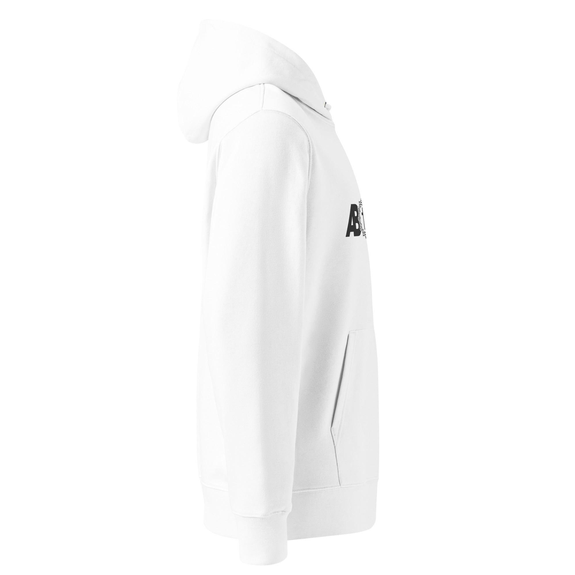 Image of Grace Abounds Christian hoodie white right side view — Entrusted to Him
