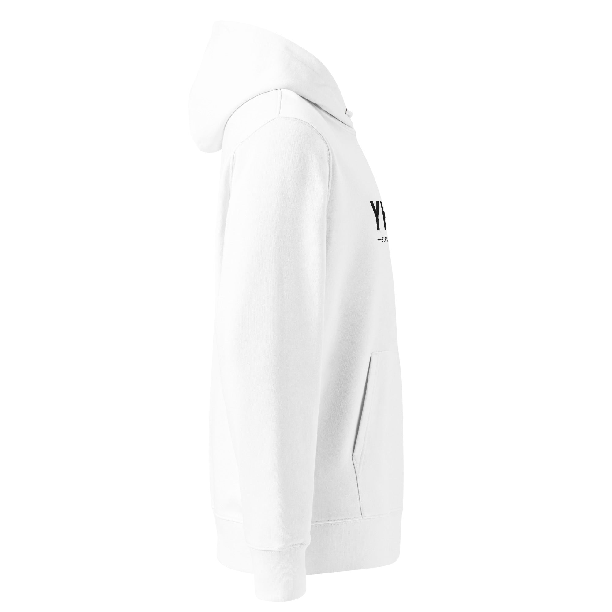 Image of YHWH Priestly Blessing Christian hoodie white right side view — Entrusted to Him
