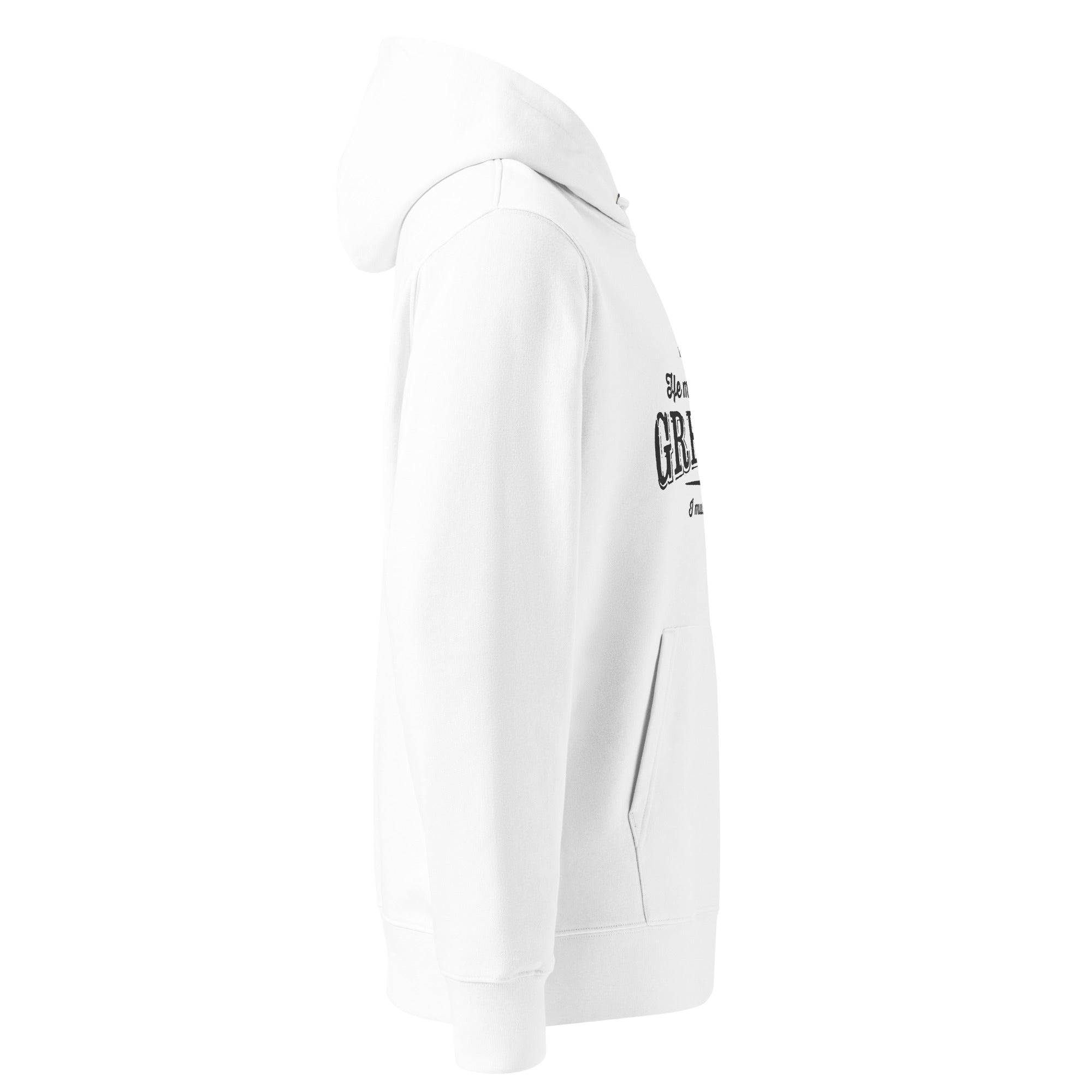 Image of Greater Christian hoodie John 3:30 white right side view — Entrusted to Him