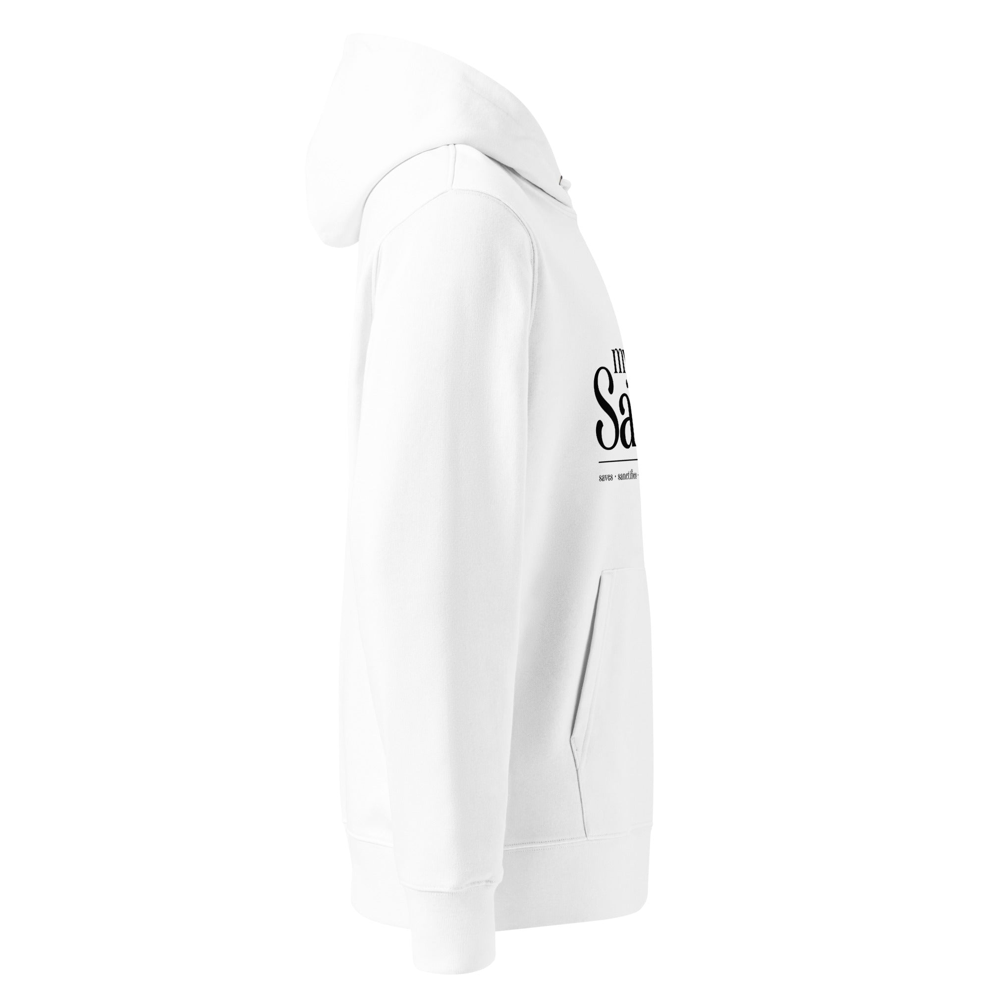 Image of My Savior women's Christian hoodie white side view — Entrusted to Him