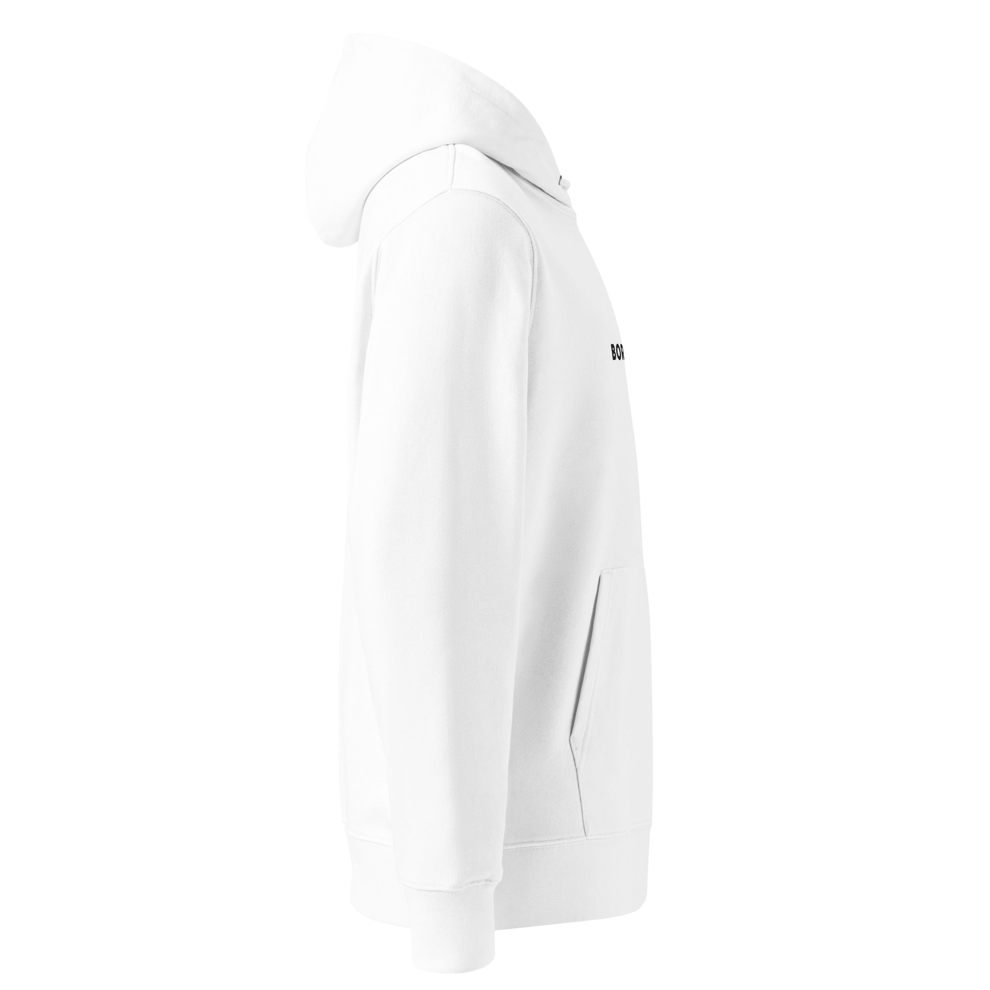 Image of Born Twice Christian hoodie white side view — Entrusted to Him