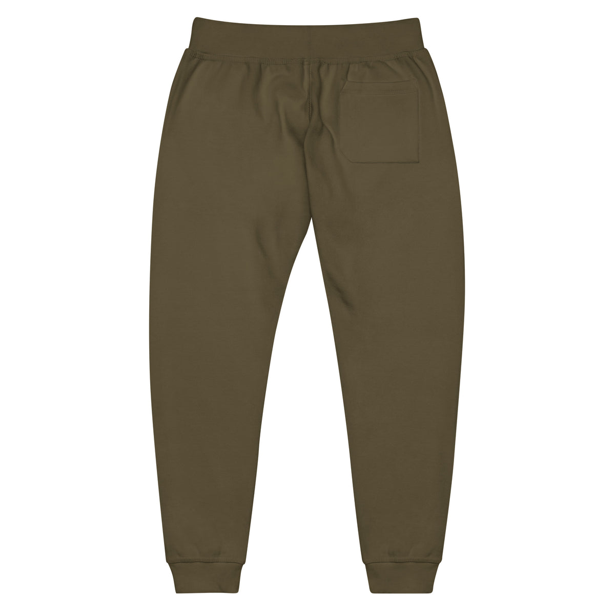 One Way fleece sweatpants in military green, back view with back pocket