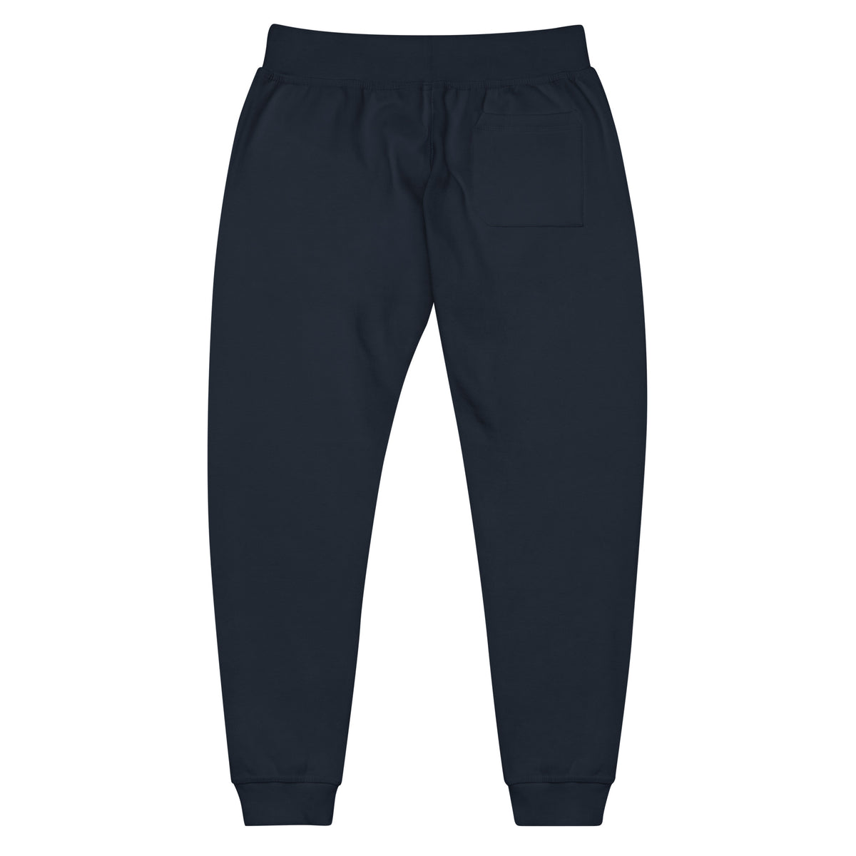 One Way fleece sweatpants in navy blazer, back view with back pocket