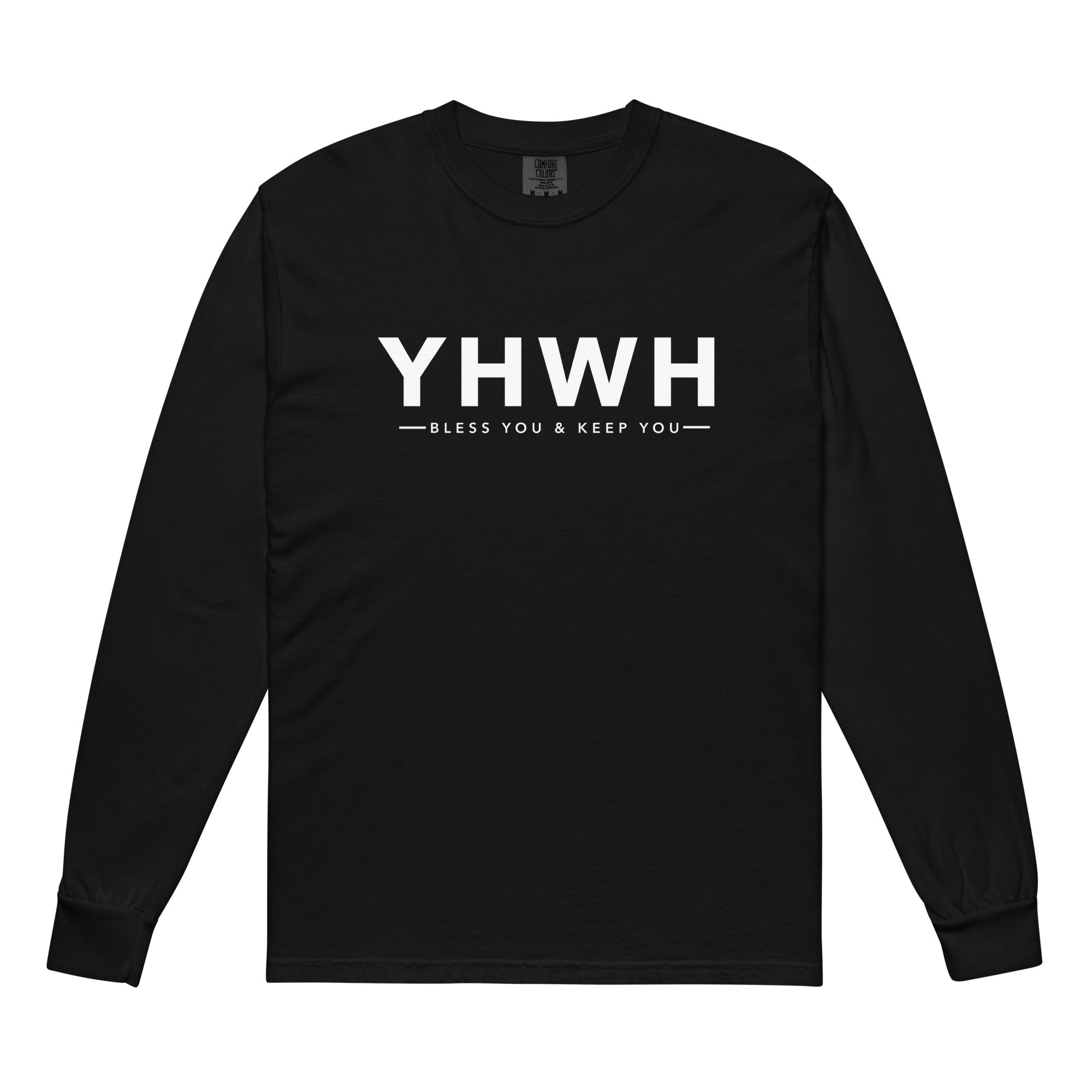 Image of YHWH christian shirt black front view — faith shirt inspired by Priestly Blessing Numbers 6:24