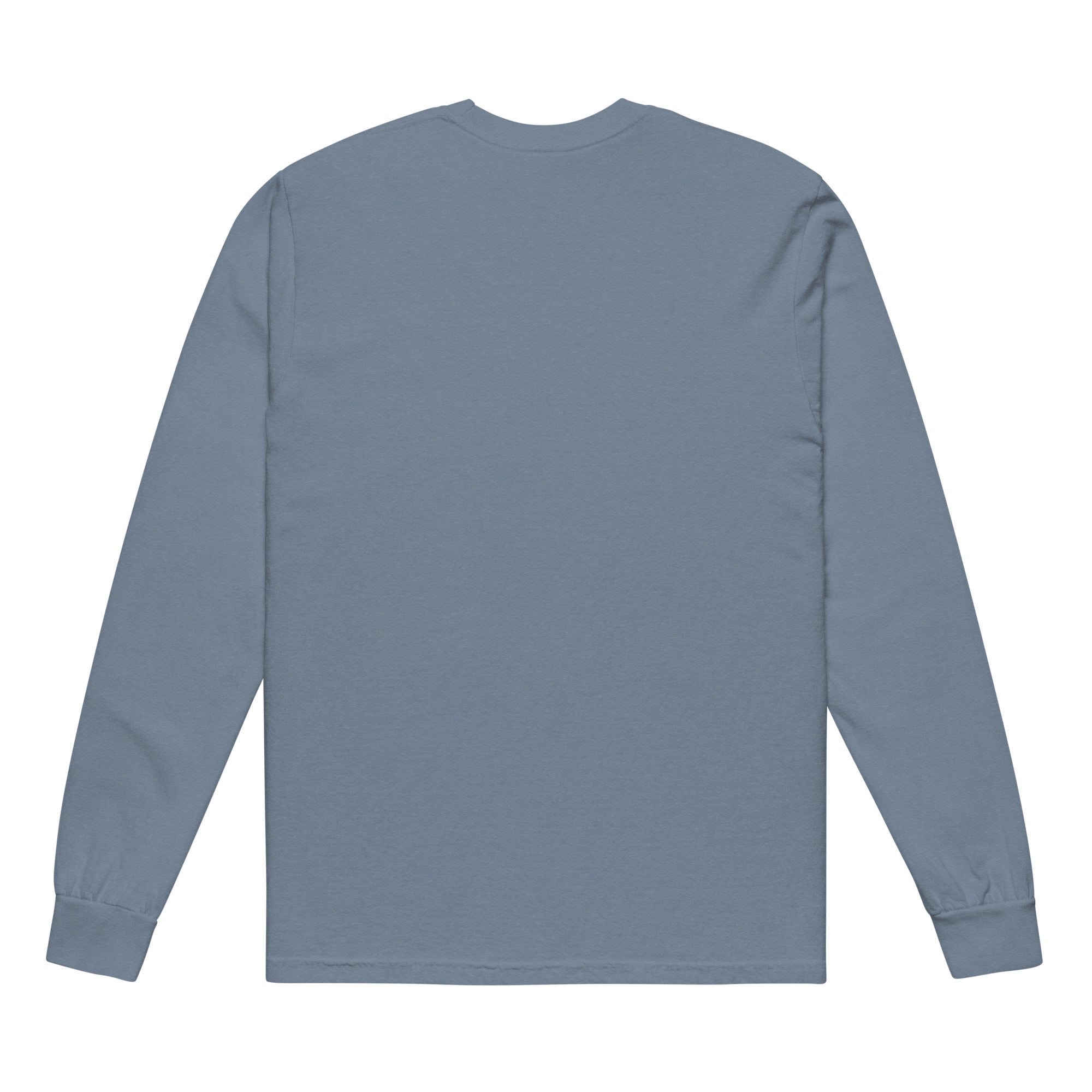 Image of Grace Abounds christian long sleeve blue jean back — jesus shirt Romans 5:20 Entrusted to Him