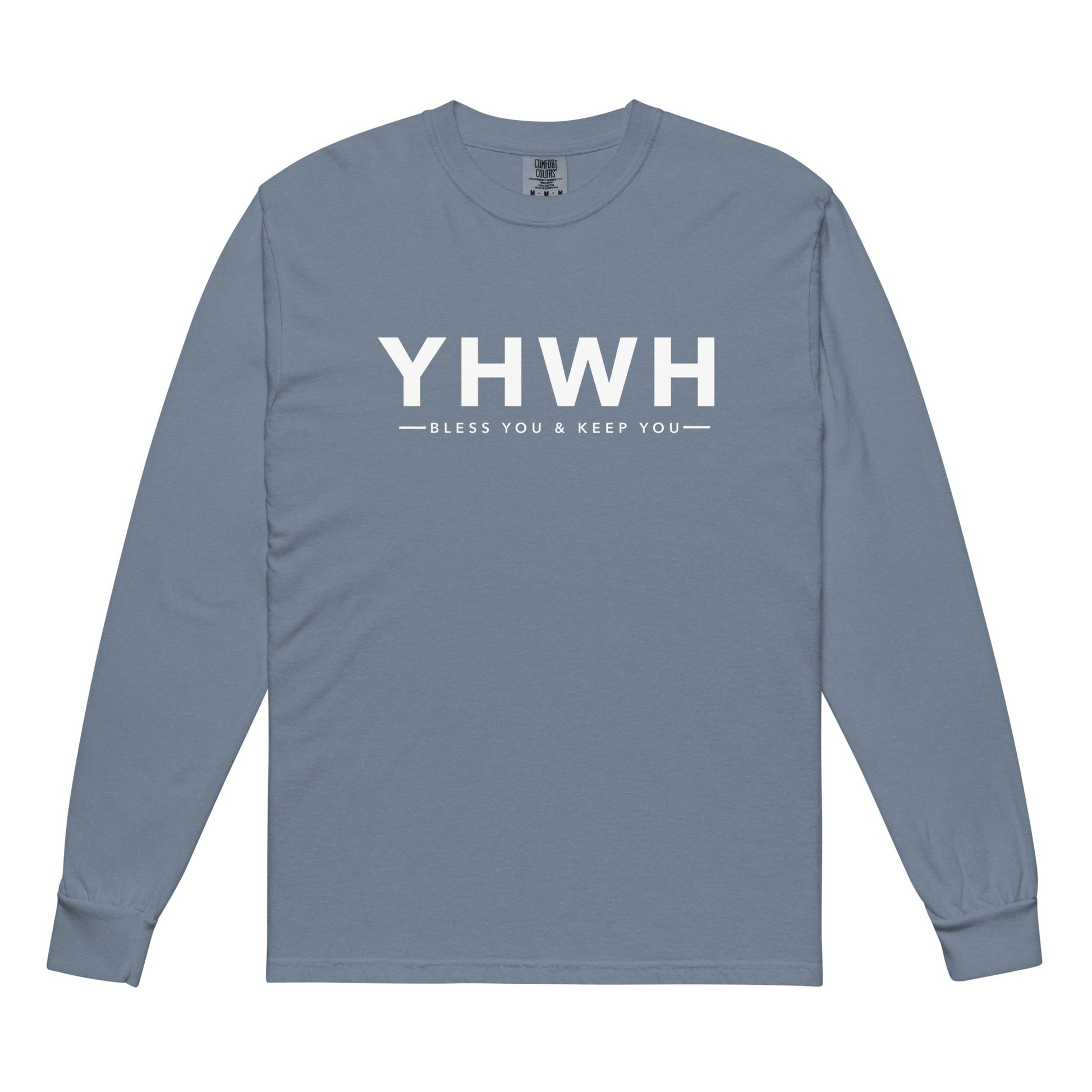 YHWH christian shirt blue jean front view — jesus shirt inspired by Numbers 6:24 Priestly Blessing