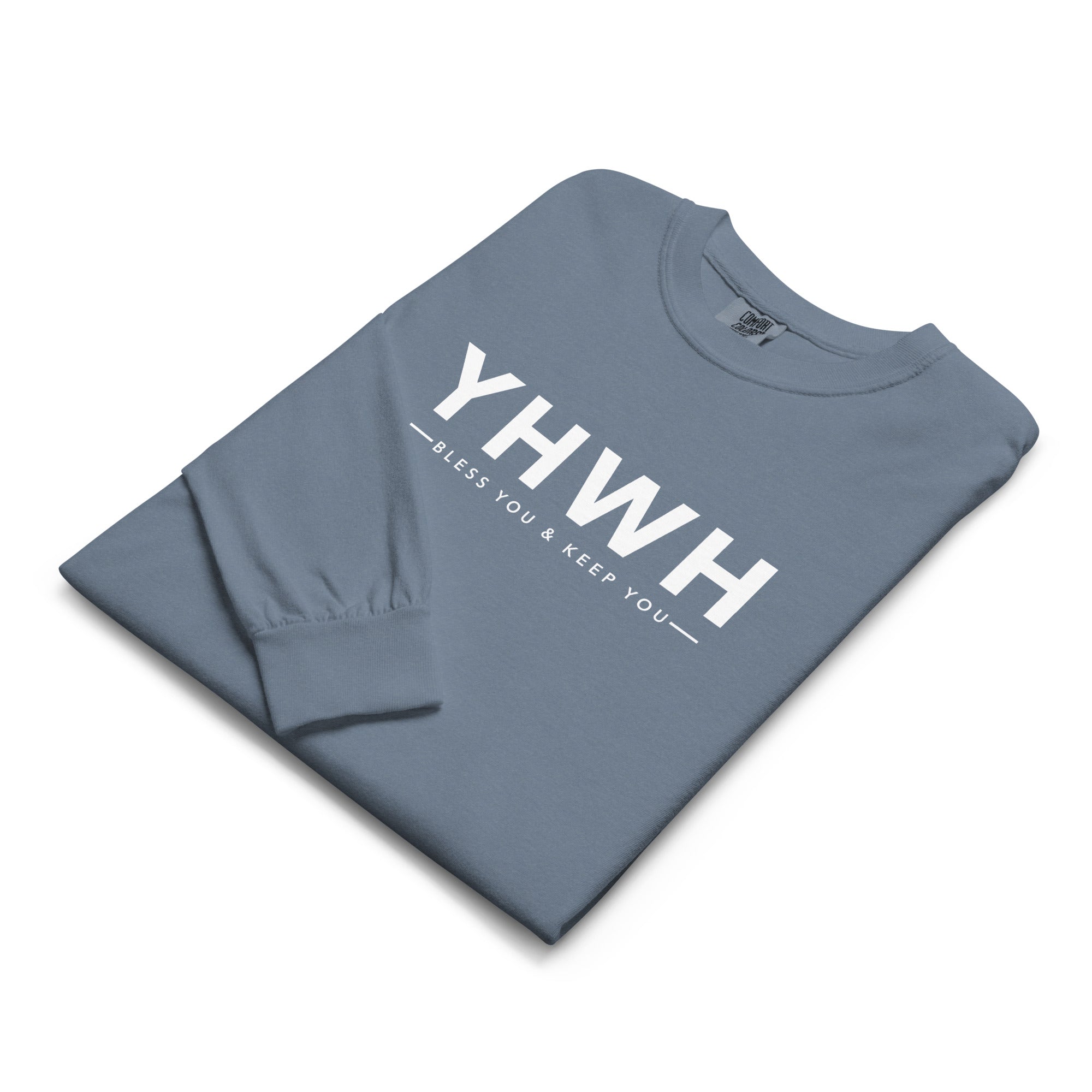 Image of YHWH christian shirt blue jean lifestyle front — christian shirts Entrusted to Him