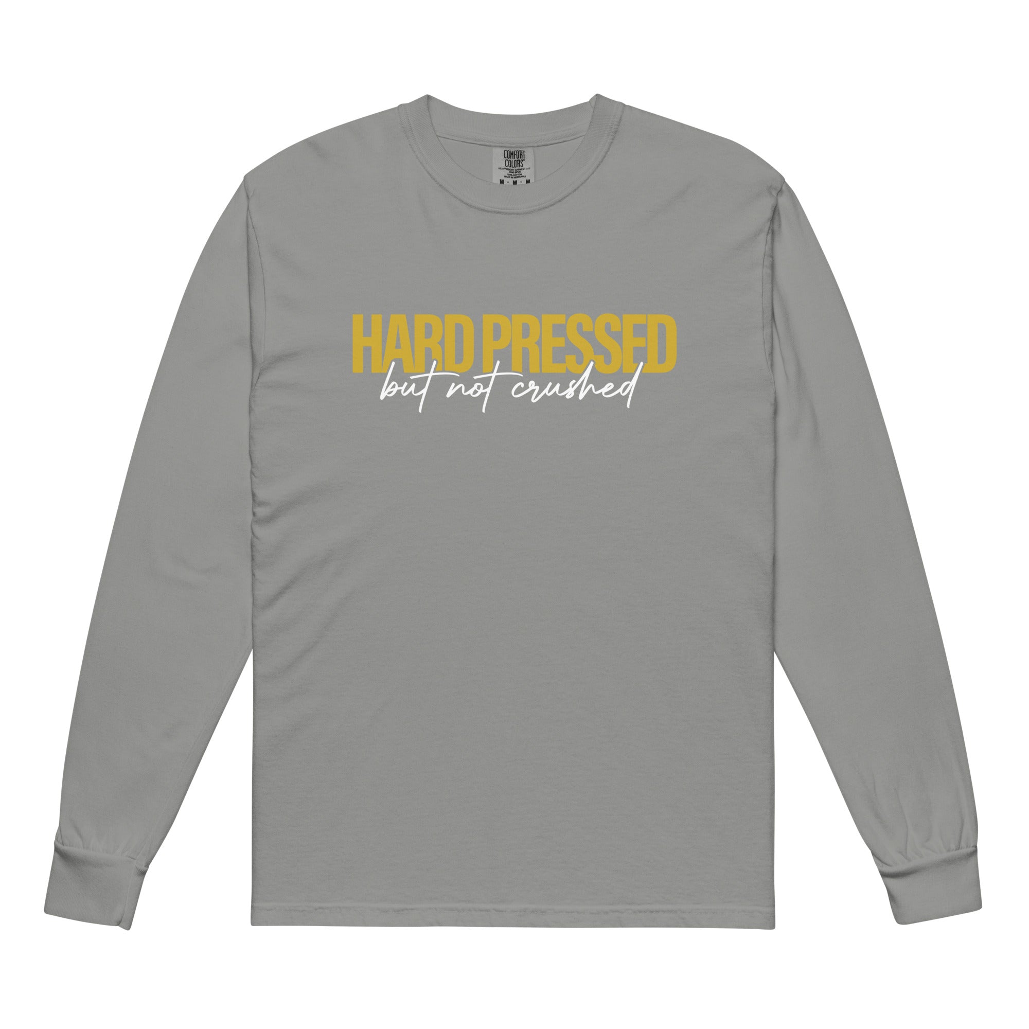 Image of Hard Pressed christian shirt grey front — christian shirts for men and women Entrusted to Him