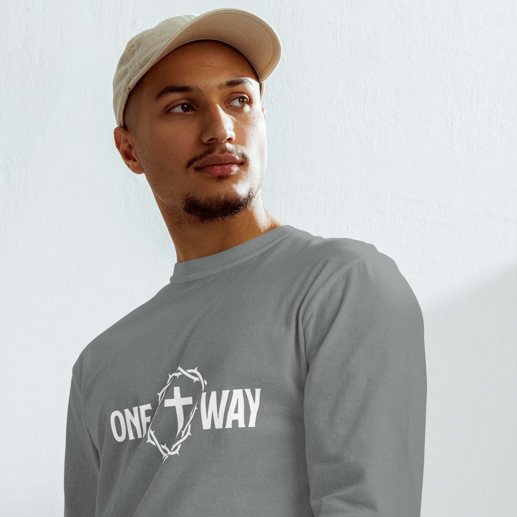Image of One Way christian shirt Grey third front — walk by faith apparel John 14:6