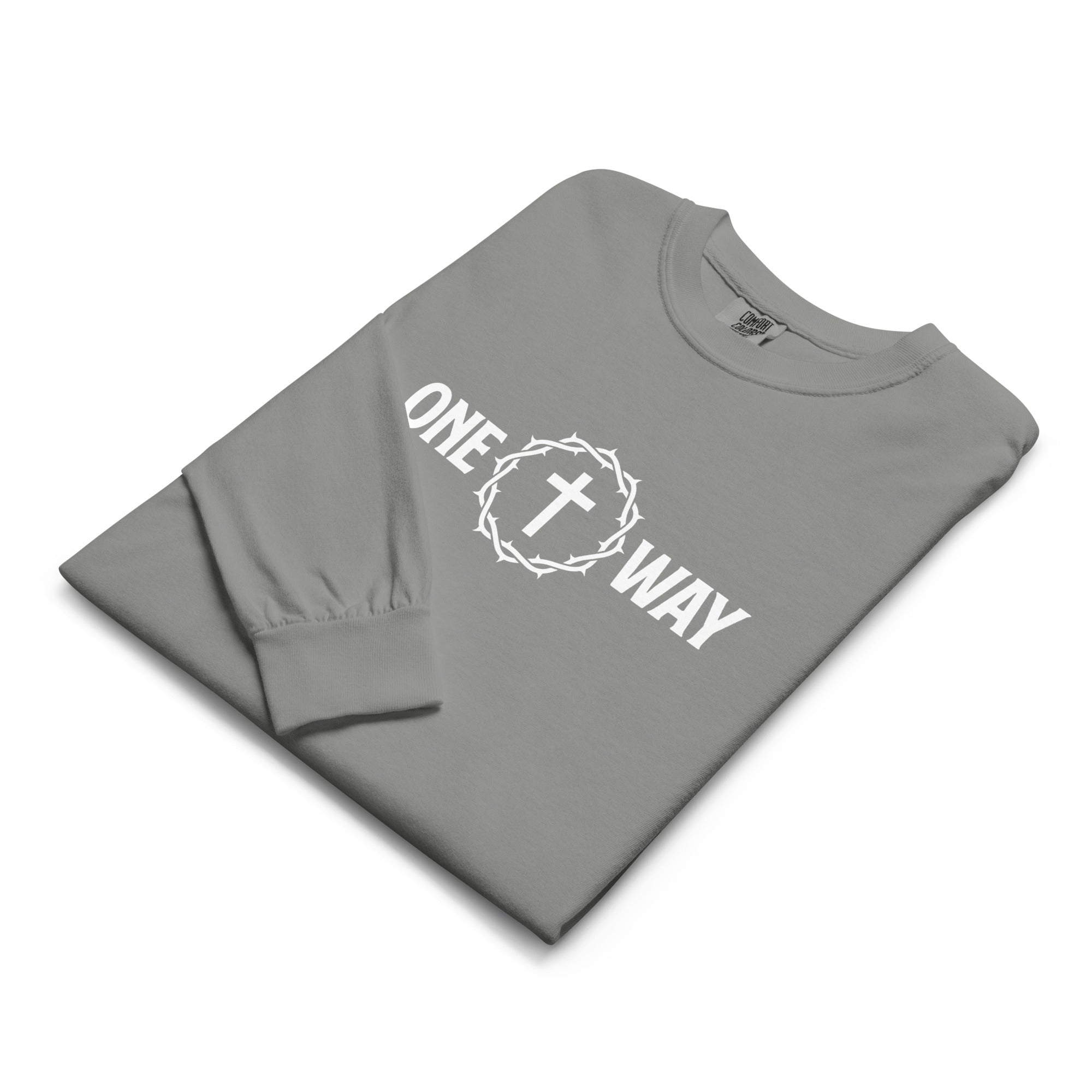 Image of One Way christian shirt Grey lifestyle front — faith shirts Entrusted to Him