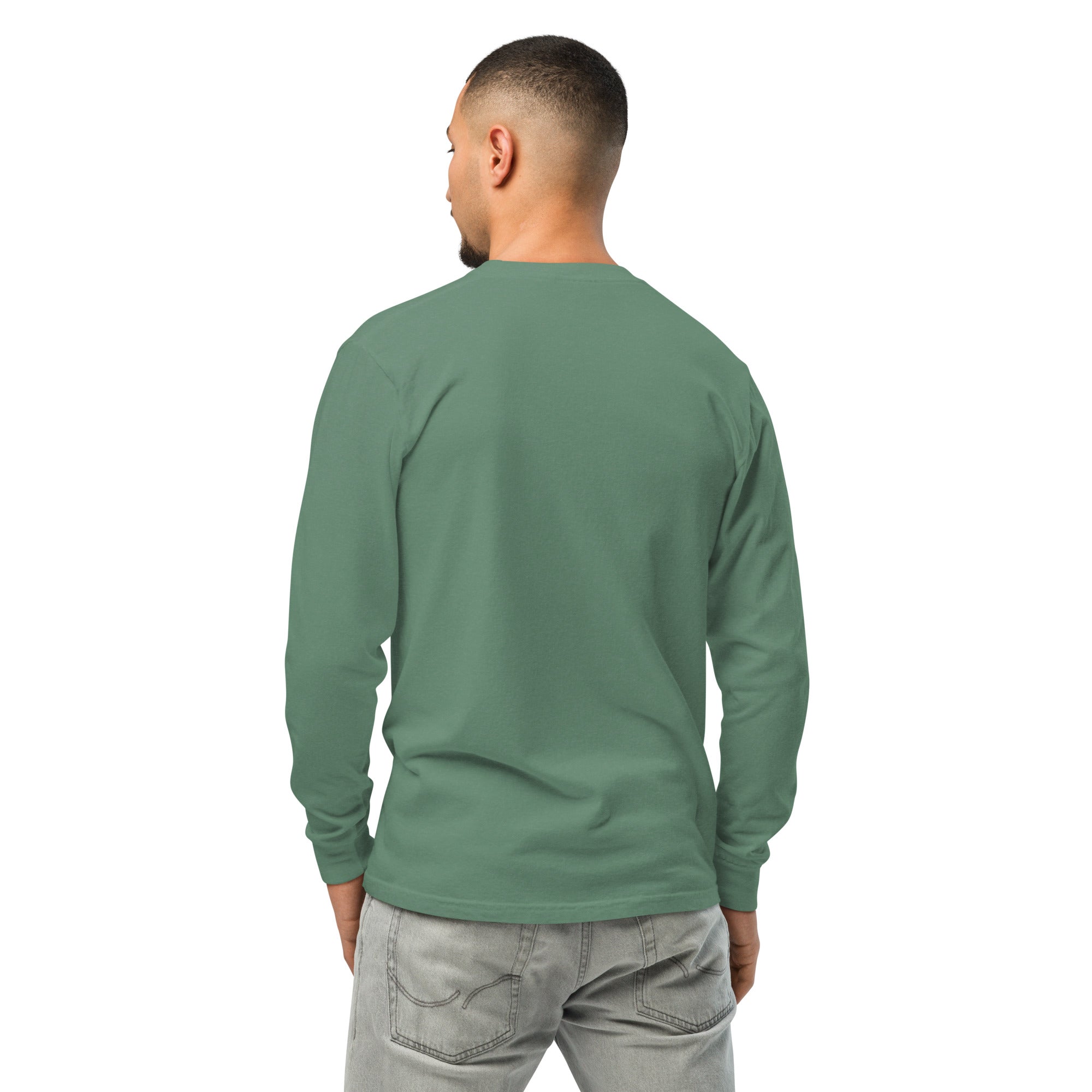 Image of Justified by Faith christian shirt Light Green back view — bible verse shirt Romans 5:1