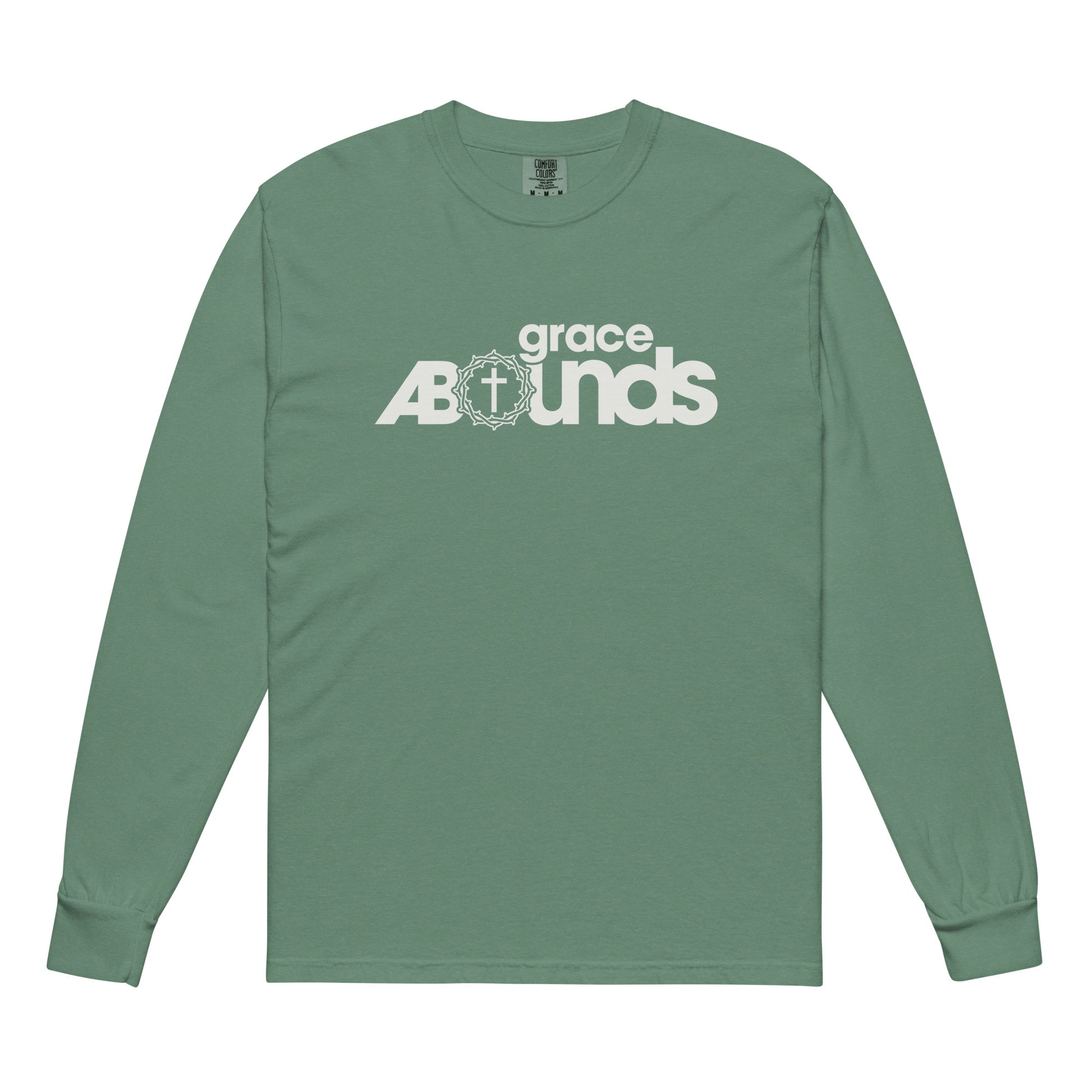 Grace Abounds christian shirt light green front view — jesus shirt inspired by Romans 5:20