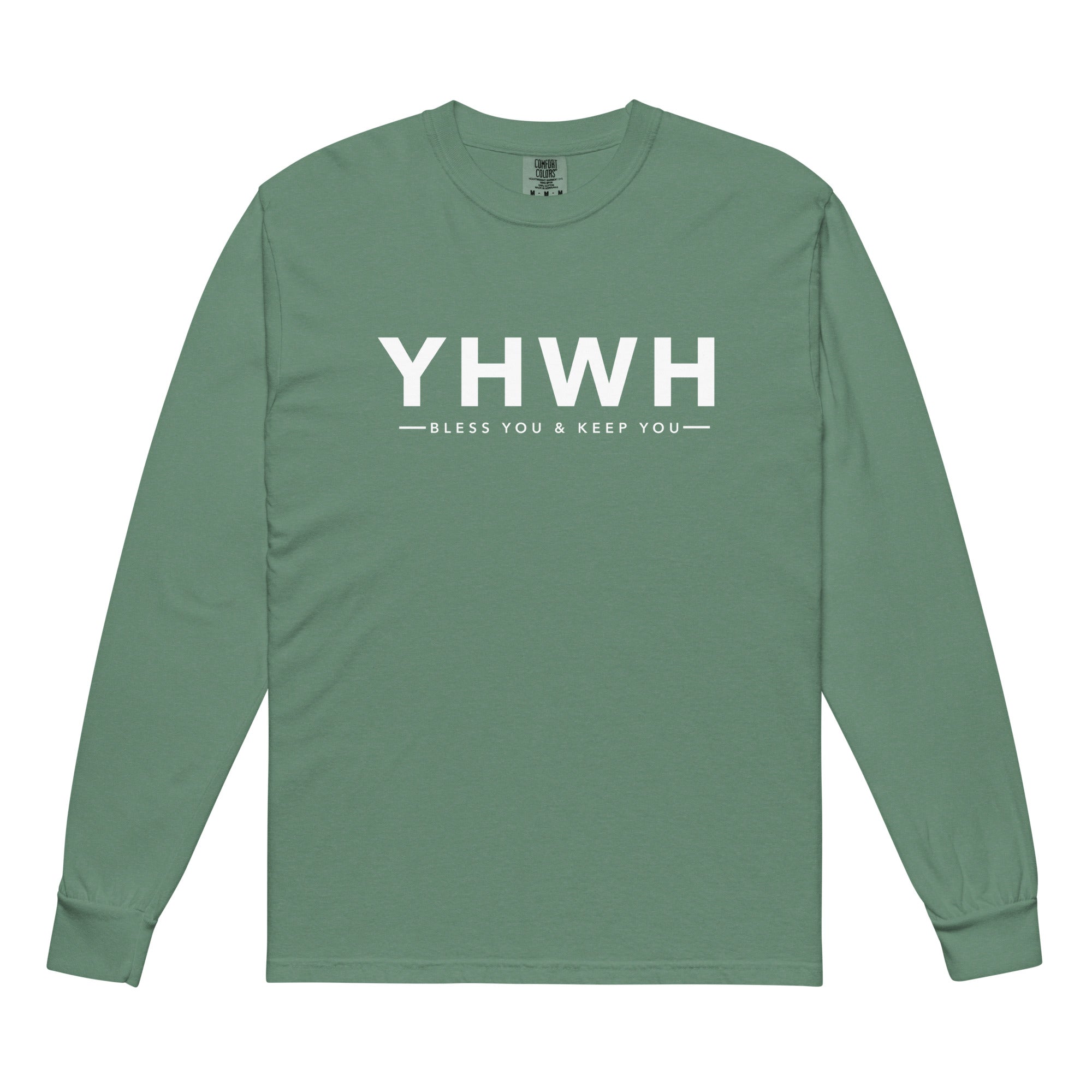 Image of YHWH christian shirt light green front — faith shirt Numbers 6:24 Entrusted to Him
