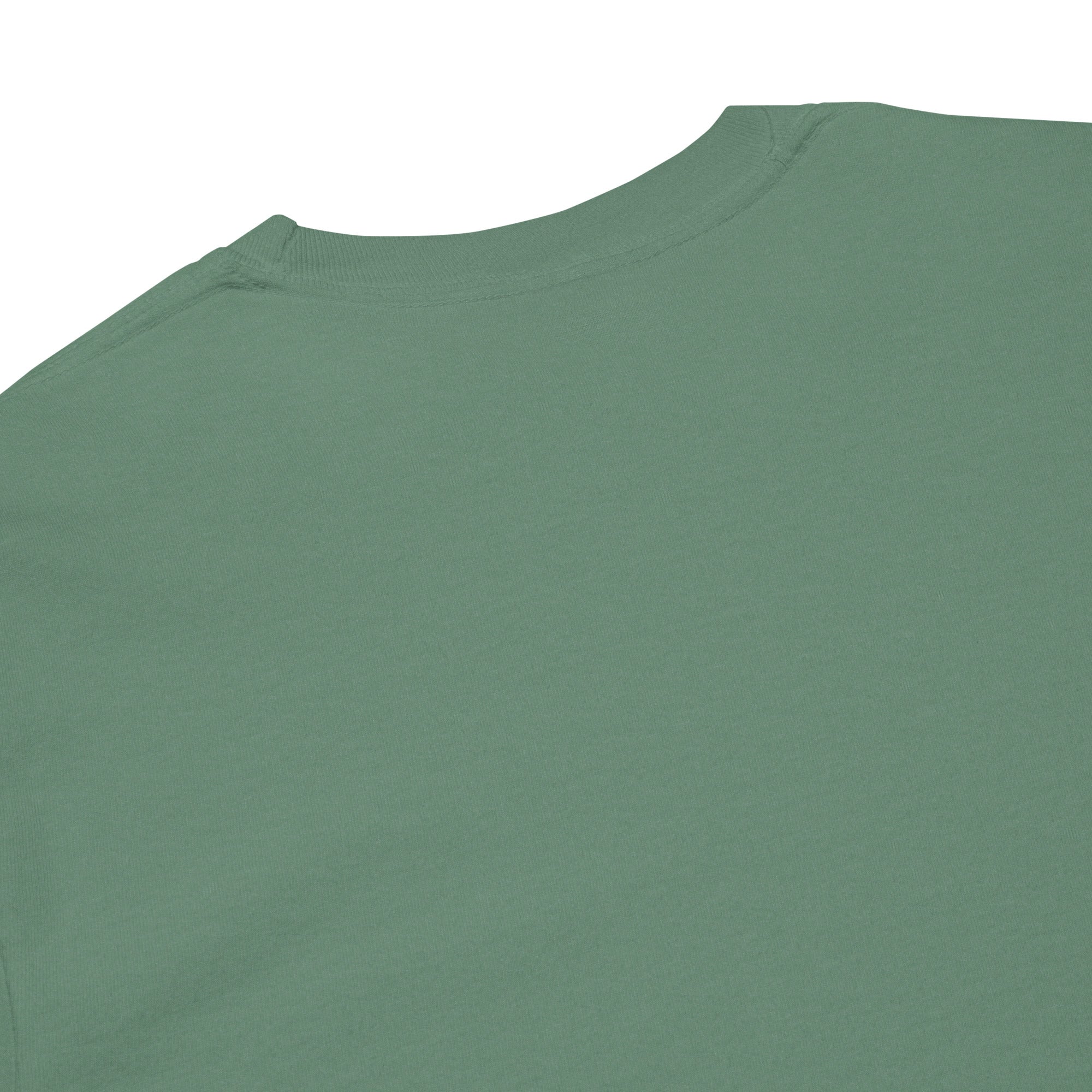 Image of Justified by Faith christian shirt Light Green product details — heavyweight garment-dyed christian shirt
