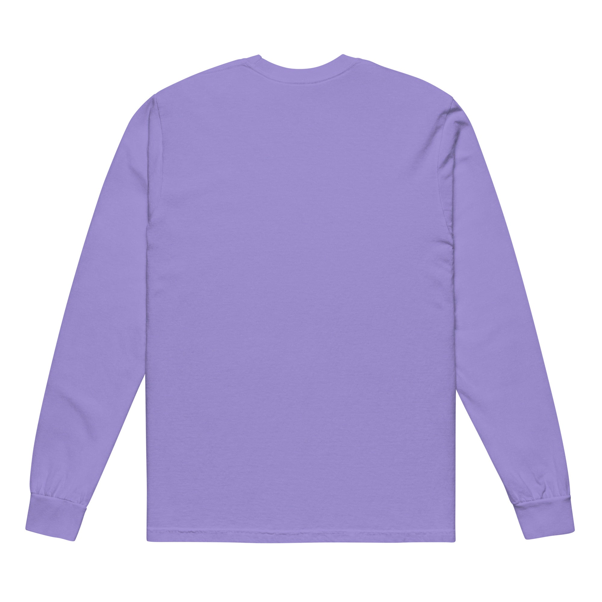 Image of Grace Abounds christian long sleeve shirt violet back — bible verse shirt Entrusted to Him