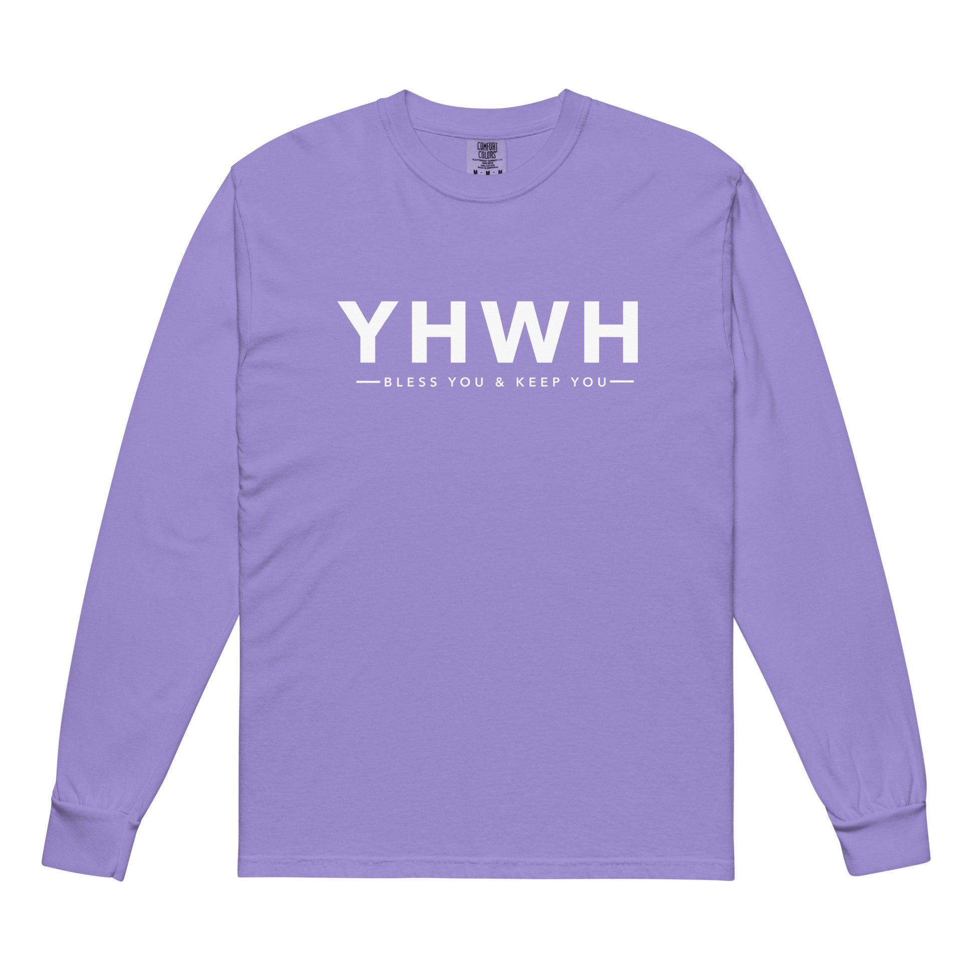 YHWH christian shirt violet front — heavyweight faith shirt walk by faith apparel