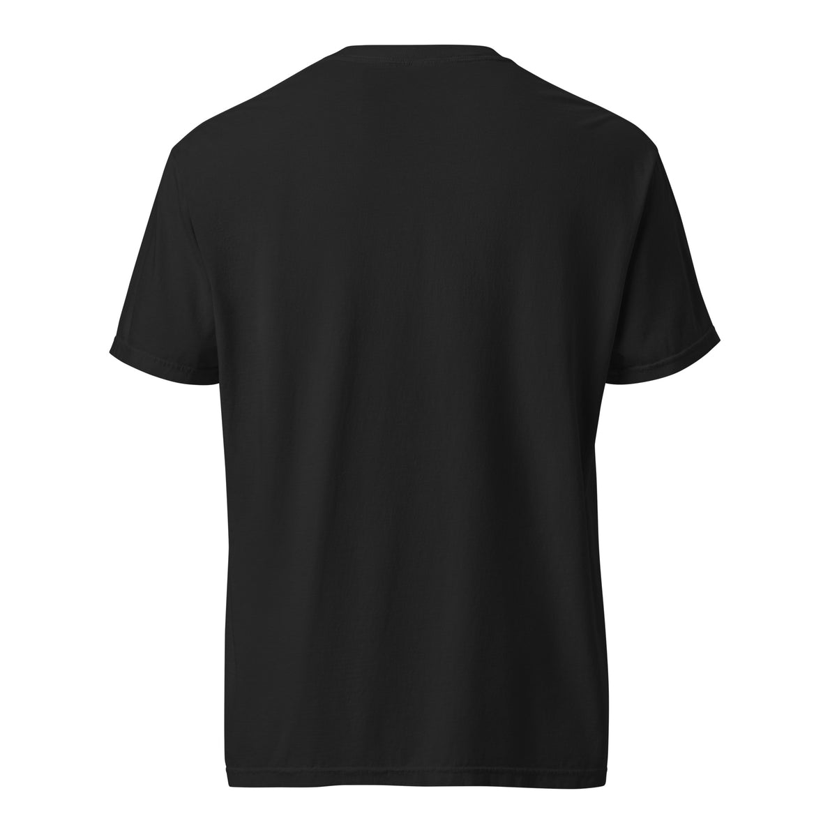 One Way heavyweight t-shirt in black, plain back view