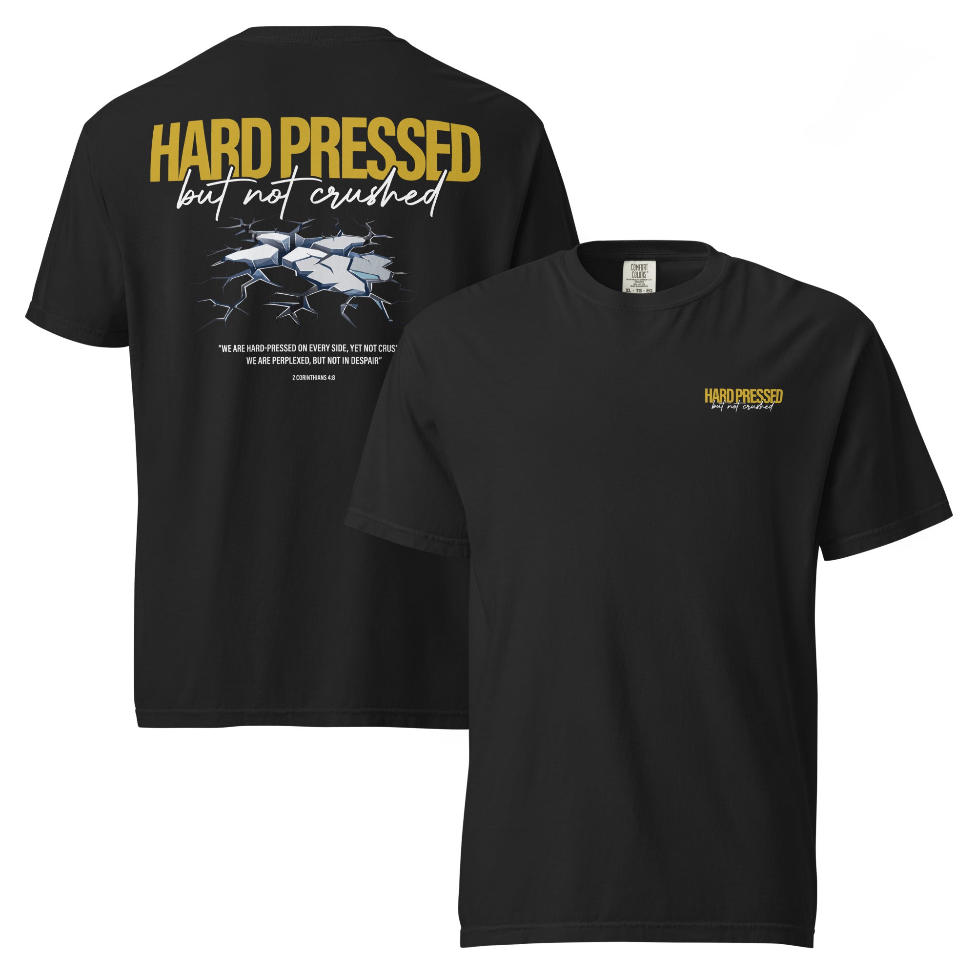 Image of Hard Pressed Jesus shirt black front and back view — Entrusted to Him