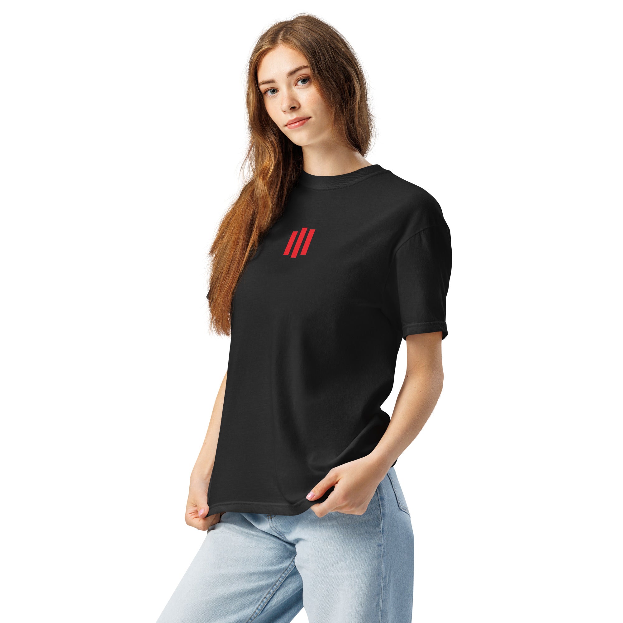 Image of Risen Jesus shirt black left front view — Entrusted to Him