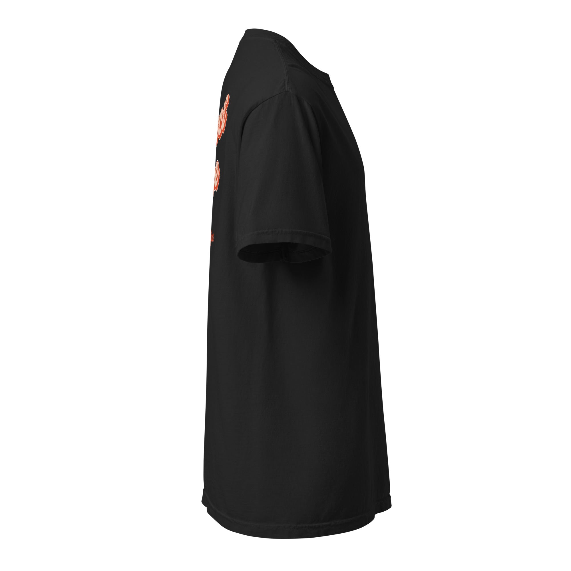Image of Perfect Love Christian t-shirt black side flat view — Entrusted to Him