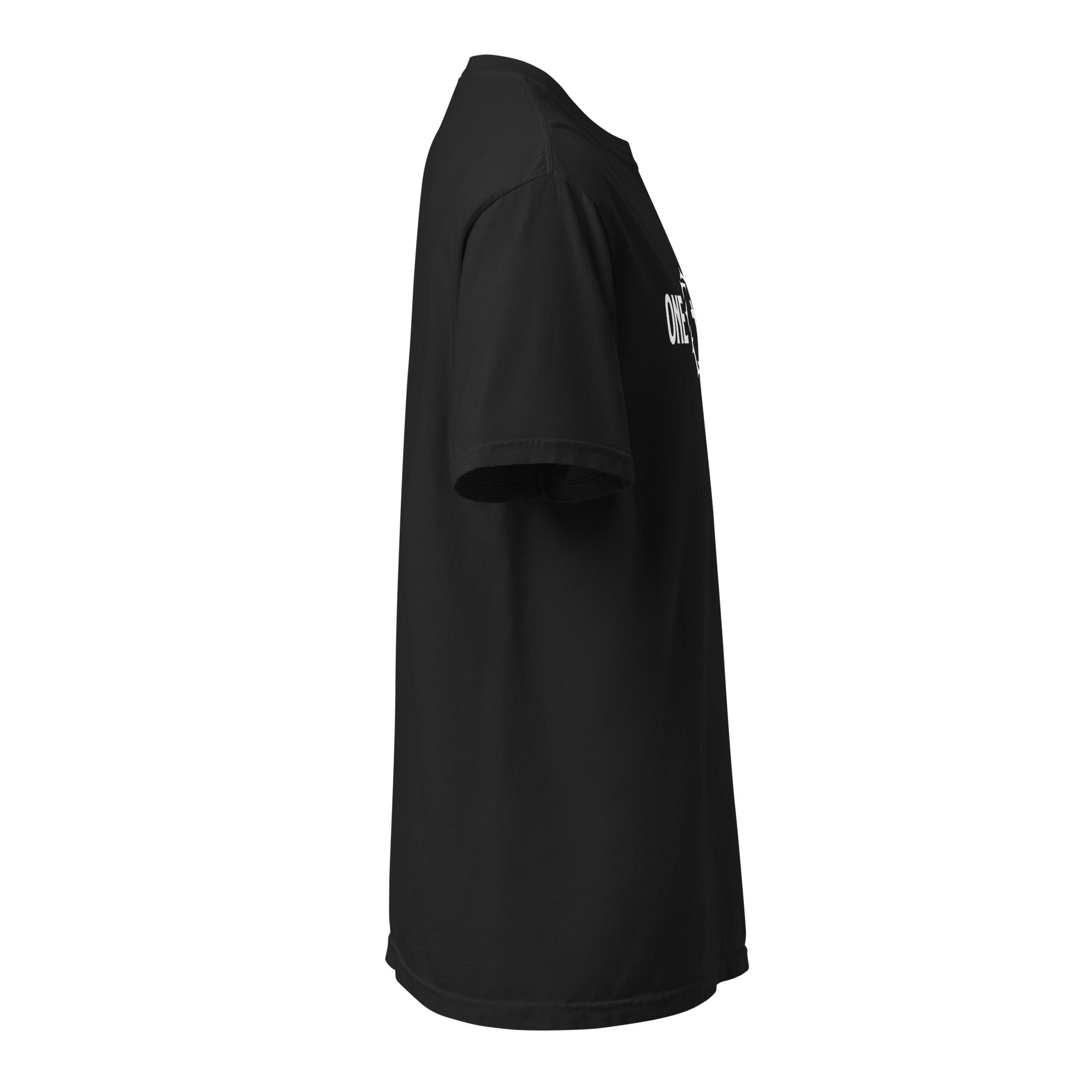 Image of One Way heavyweight t-shirt in black, side view
