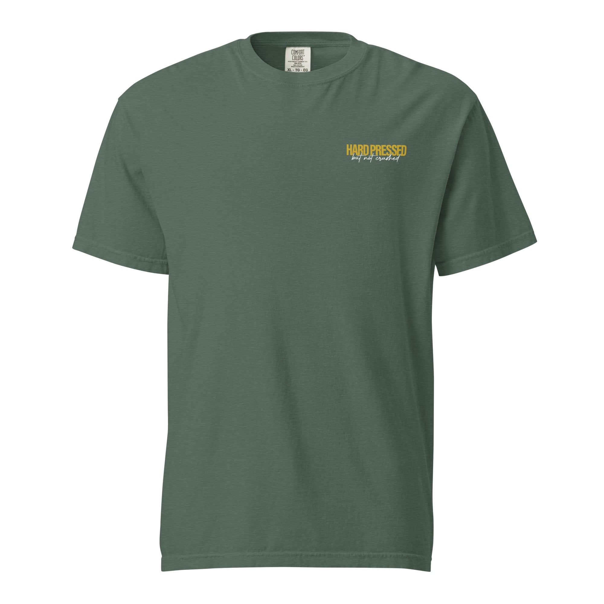 Image of Hard Pressed Jesus shirt blue spruce front view — Entrusted to Him