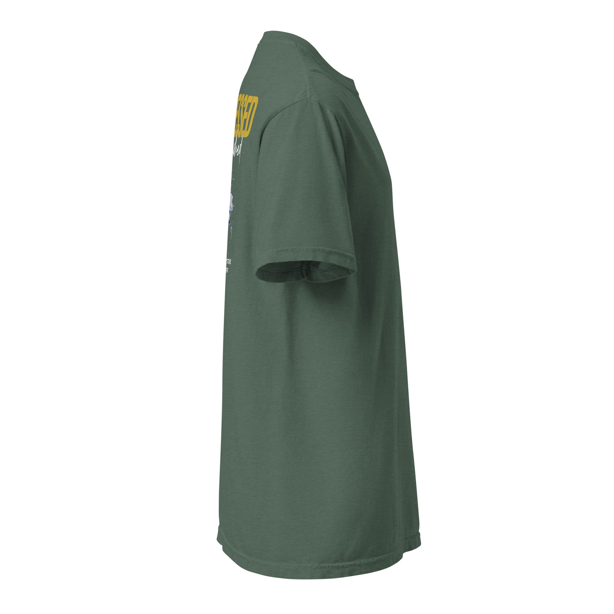 Image of Hard Pressed Christian t-shirt blue spruce right side view — Entrusted to Him