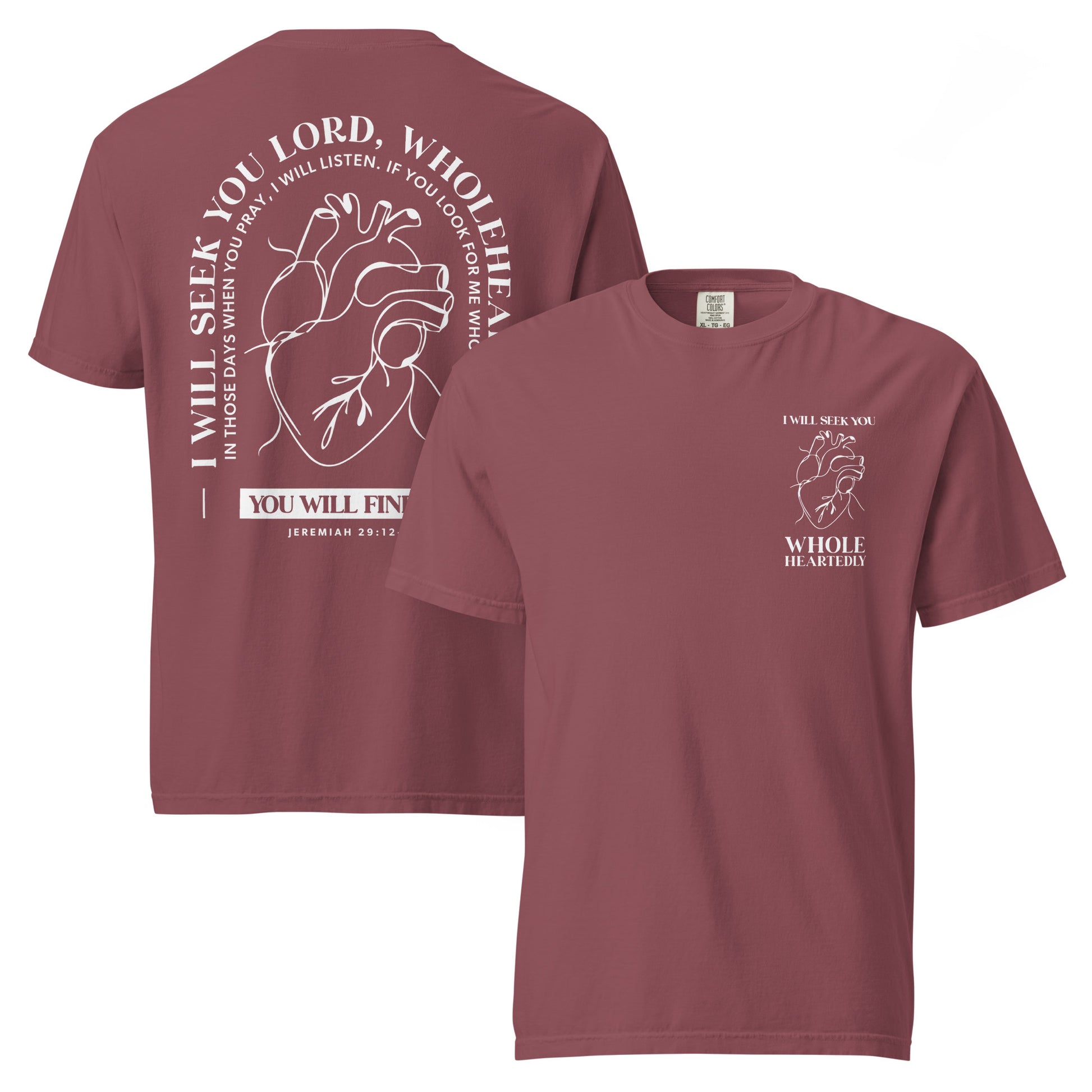 Wholeheartedly Jesus shirt brick front and back view — Entrusted to Him
