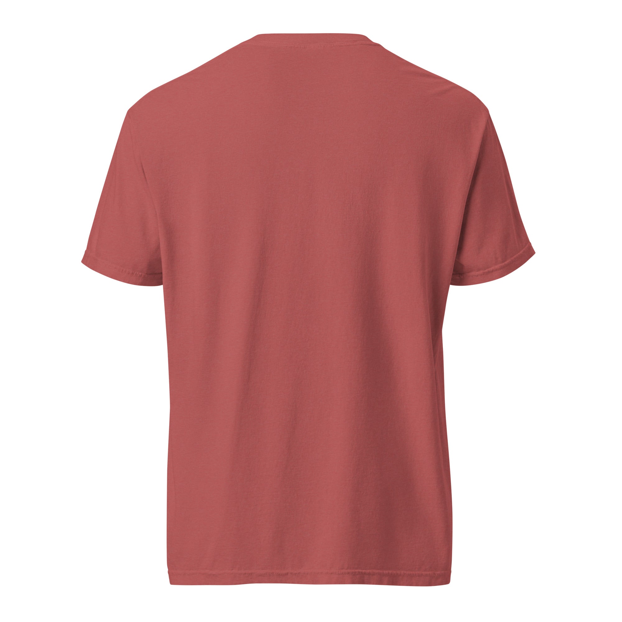 Image of He Must Become Greater Christian graphic tee crimson back view — Entrusted to Him