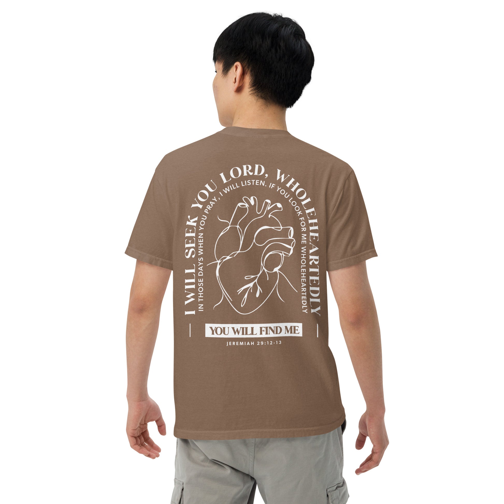 Wholeheartedly Jesus shirt espresso back view — Entrusted to Him